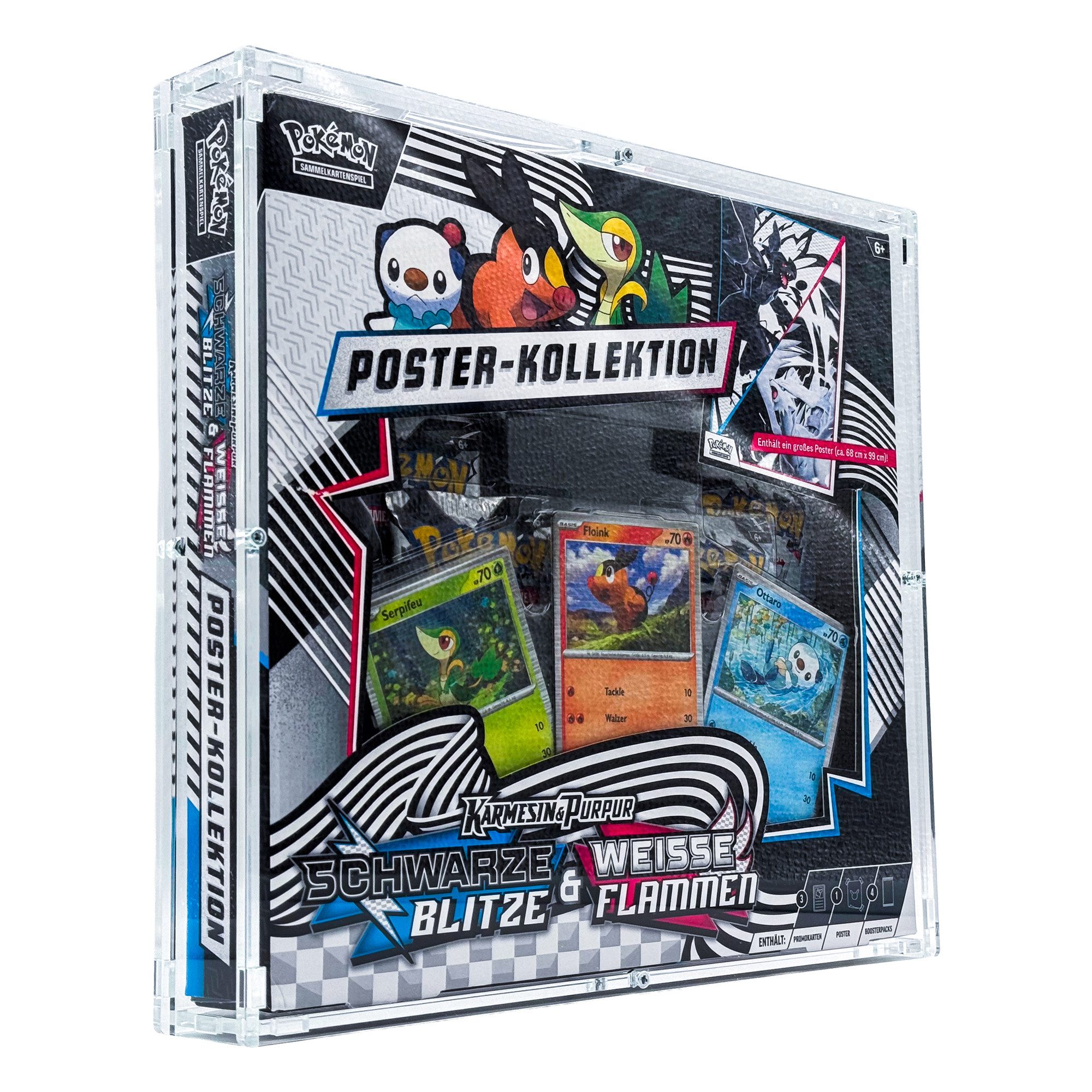 DragonCollect Sammelkarte Acryl Case Pokemon Schwarze Flammen Weiße Blitze Poster Kollektion, Hochwertiges Acrylglas-Made in Germany