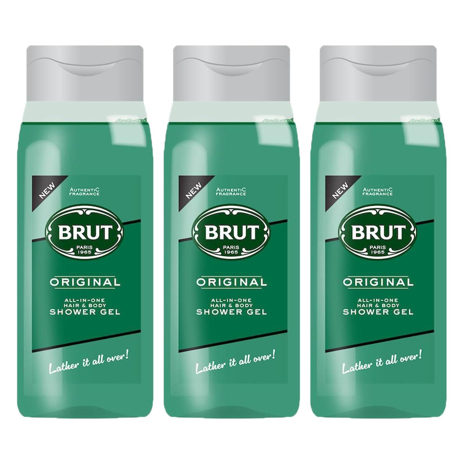 Brut Duschgel Original All in One Hair & Body Showergel Shampoo 500ml, - 3er Pack