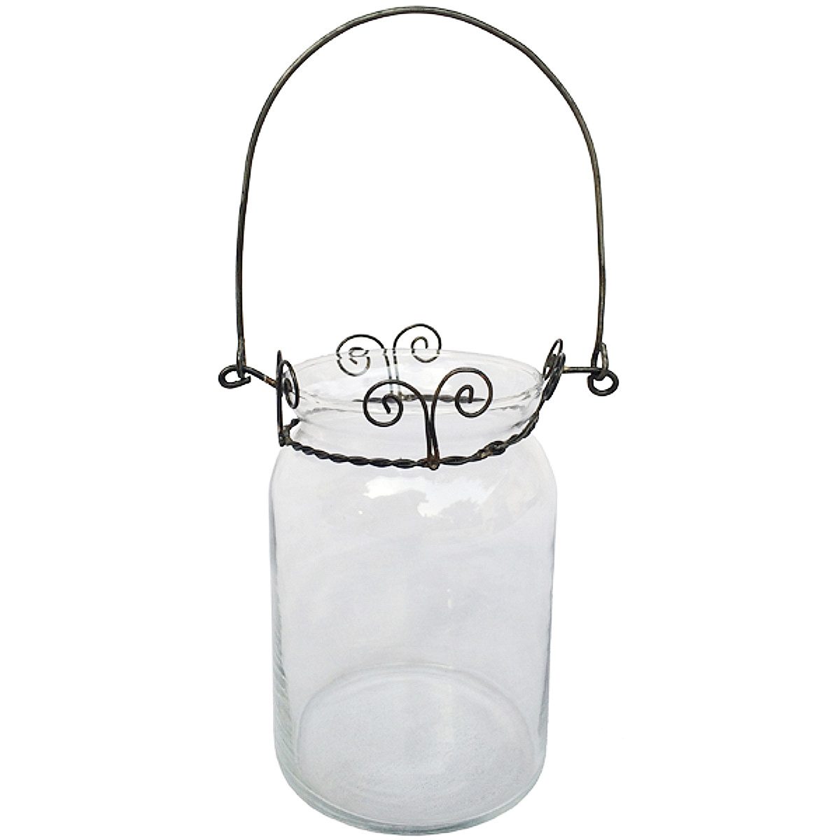 Macosa Home Windlicht Retro Glas Metall rund Größen Dekowindlicht (Kerzenständer retrostil, 1 St., Glaswindlicht Tisch-Dekoration Teelicht-Halter), Kerzenhalter Teelichthalter Deko Metallhenkel