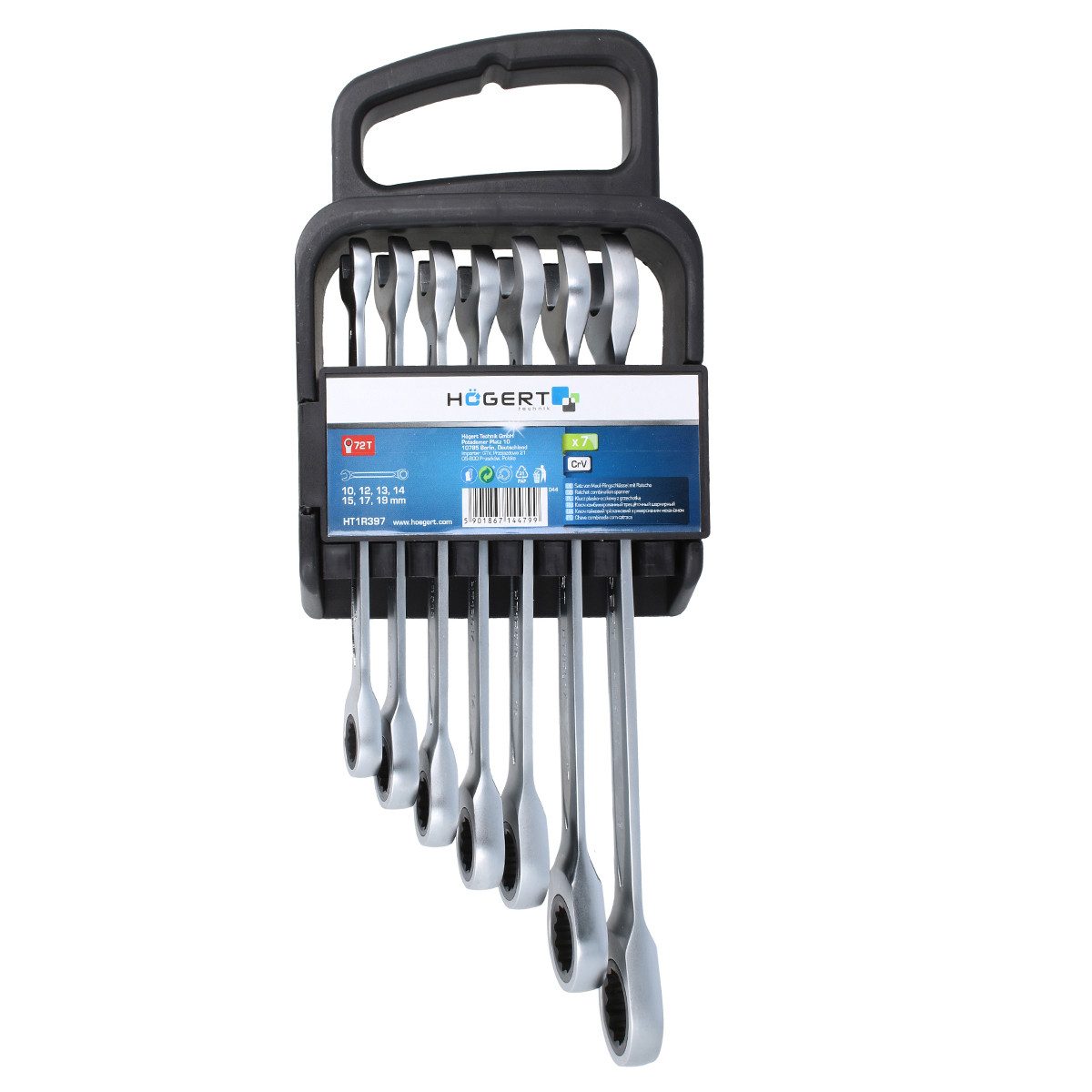Högert Ratsche CrV Ring- Maulschlüssel Set 7-tlg 10-19mm Ratsche