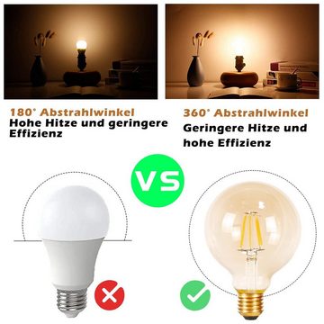 ZMH LED-Leuchtmittel Retro G80 Leuchtmittel edison Schlafzimmer, E27, 2 St., Warmweiß, Vintage Filament Energiesparlampe 2700K