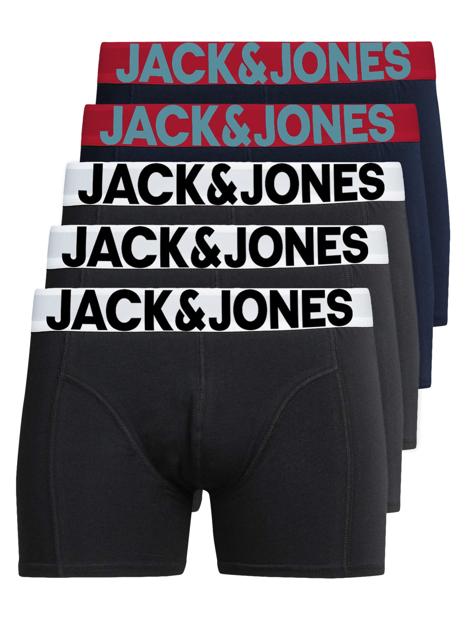 Jack & Jones Boxershorts Solid (5-St., 5er Pack) gute Passform durch elastische Baumwollqualität