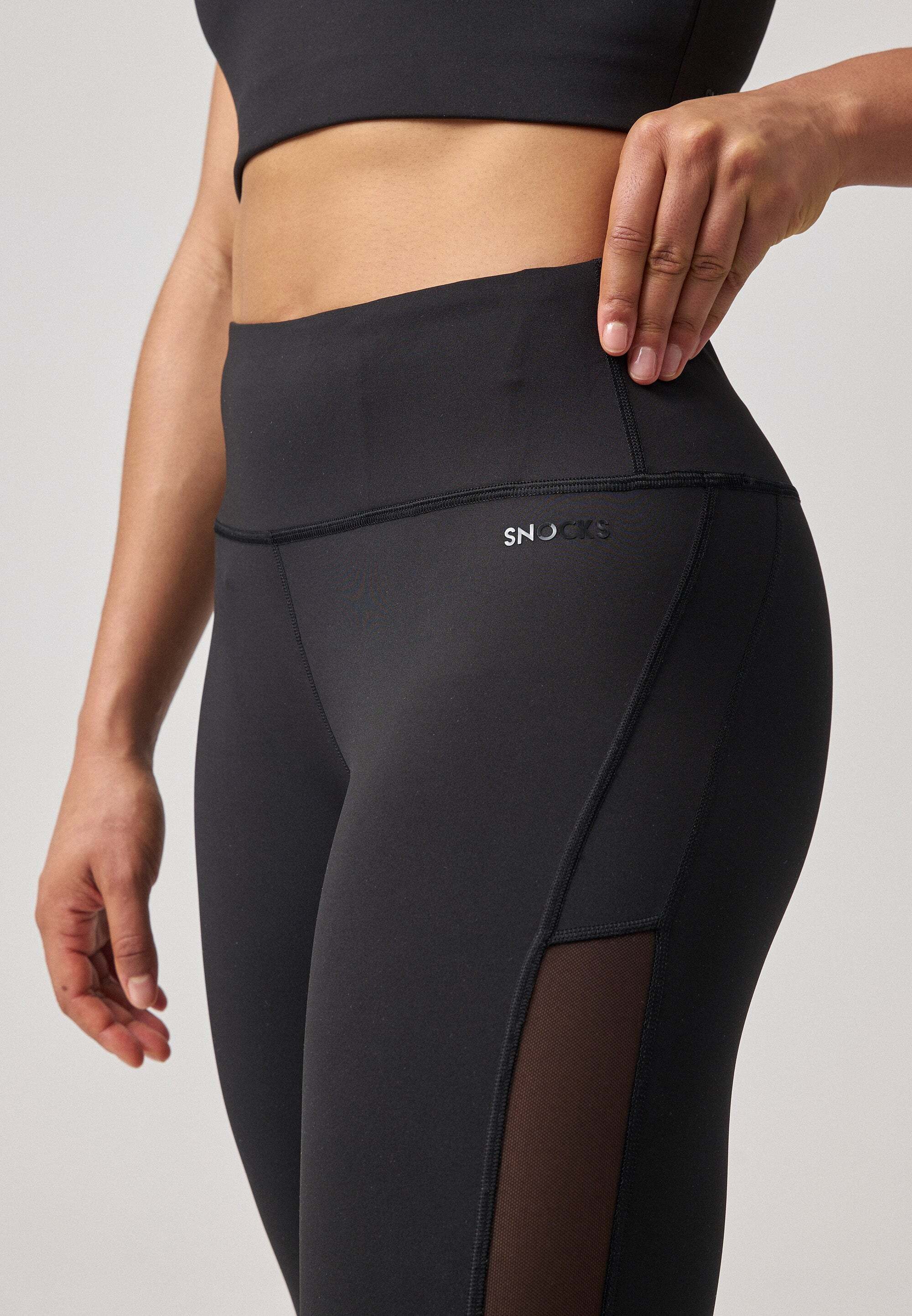 SNOCKS Sporthose Sportleggings Trainingshose für Damen (1-tlg) mit seitlichem Mesheinsatz, aus blickdichtem Stretchmaterial
