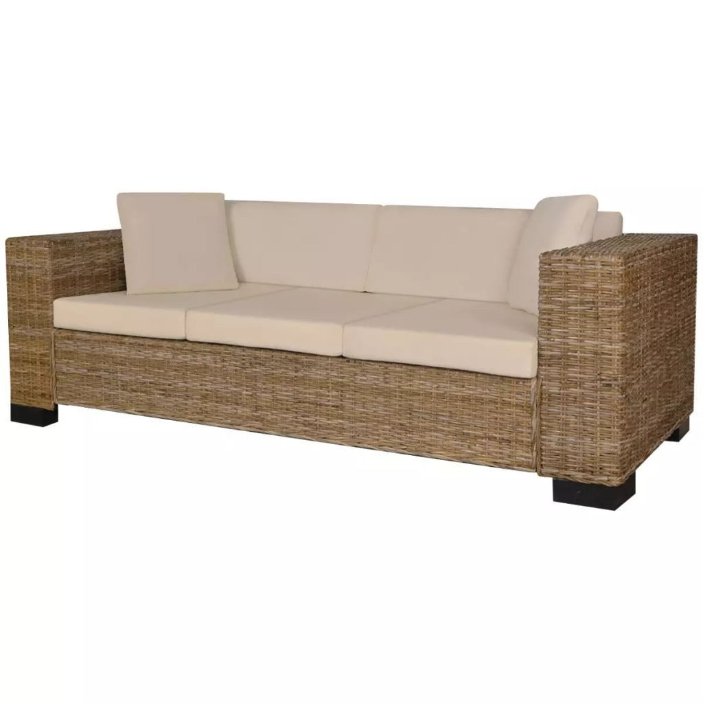 vidaXL Sofa NA 8-tlg 3-Sitzer Sofa Set Echt Rattan