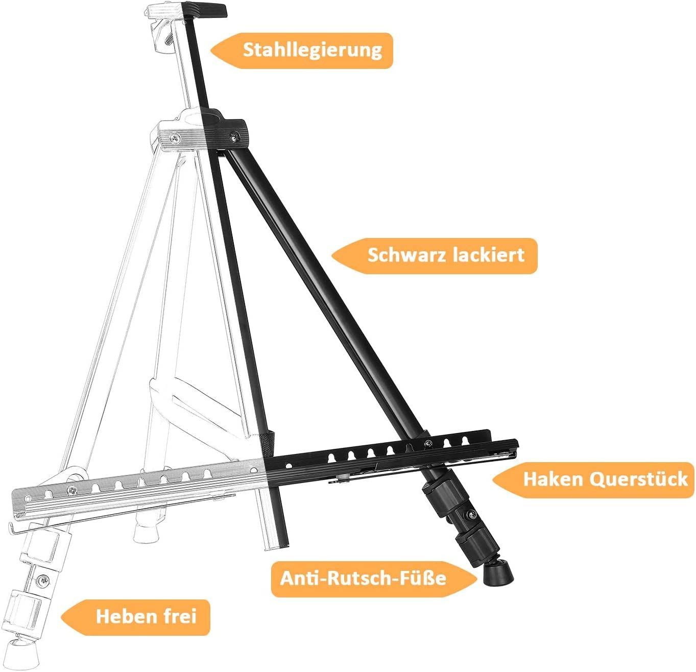Youyijia Leinwandstaffelei Aluminium Easel 52-160 cm Adjustable Field Easel – Bild 5 von 5
