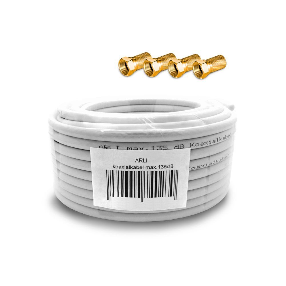 ARLI »10m ARLI Koaxialkabel max. 135dB + 4x F-Stecker vergoldet mit breiter  Mutter und Dichtring« TV-Kabel, (1000 cm), 10 m TV Sat Koax Kabel Set  online kaufen | OTTO