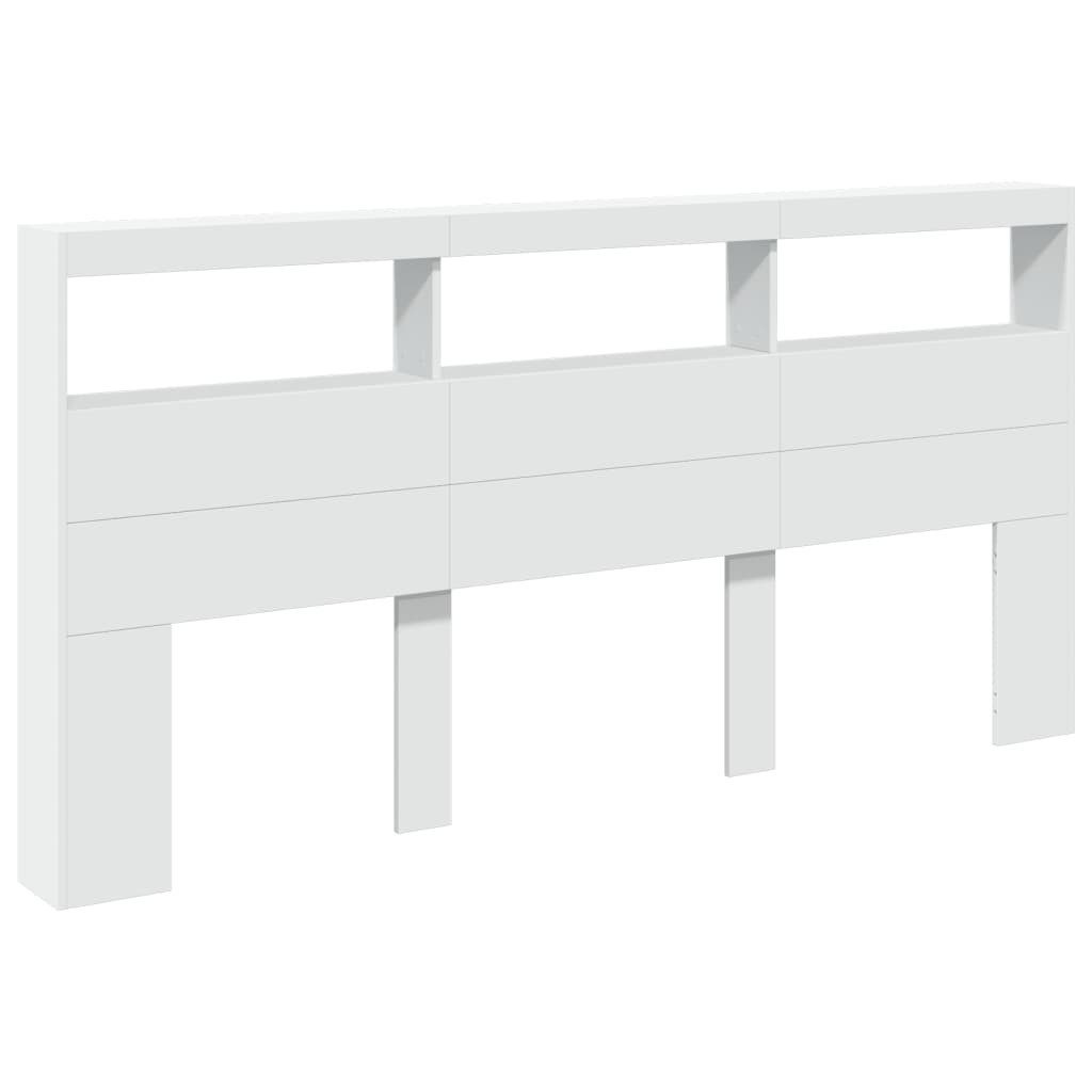 vidaXL Bett LED-Kopfteil mit Ablagen Weiß 200x17x102 cm (1-tlg)