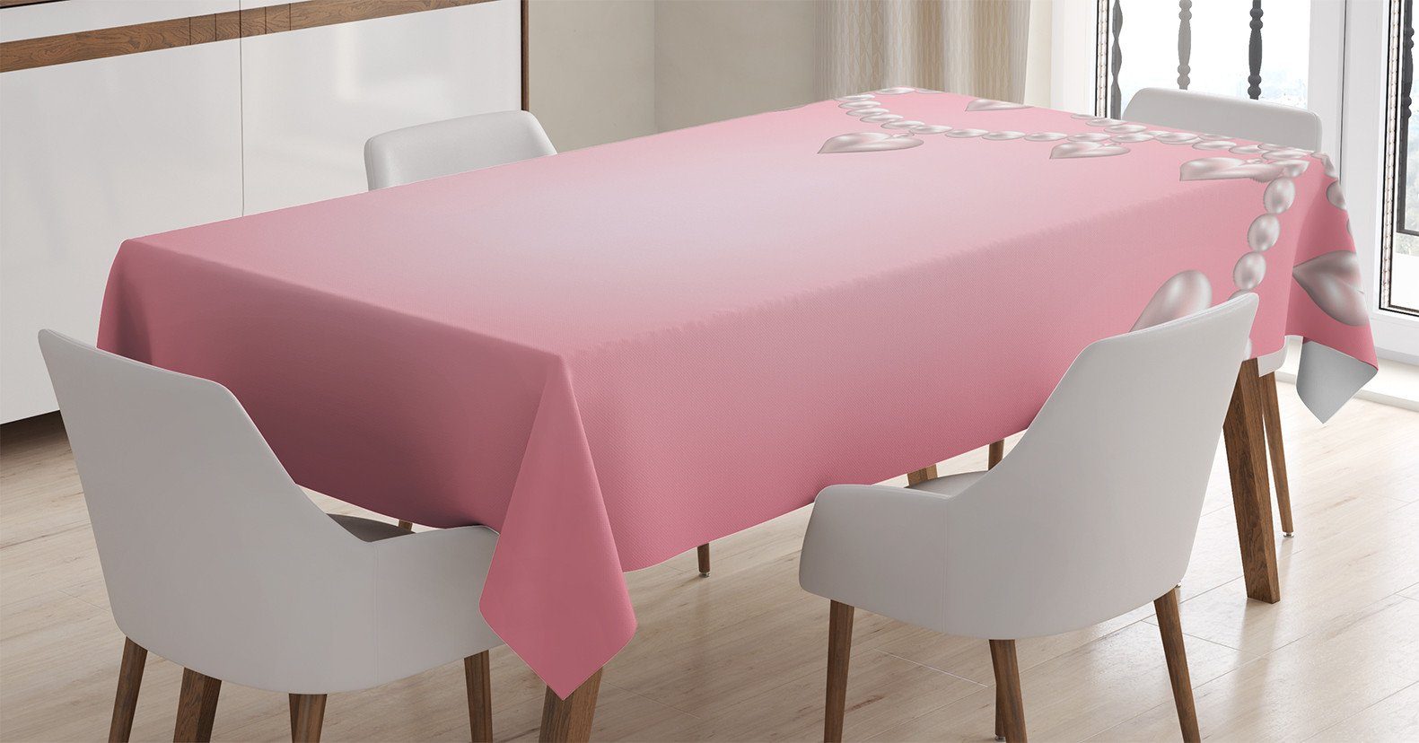 Abakuhaus Tischdecke Farbfest Waschbar Für den Außen Bereich geeignet Klare Farben, Jahrgang Herz-Perlen-Halskette