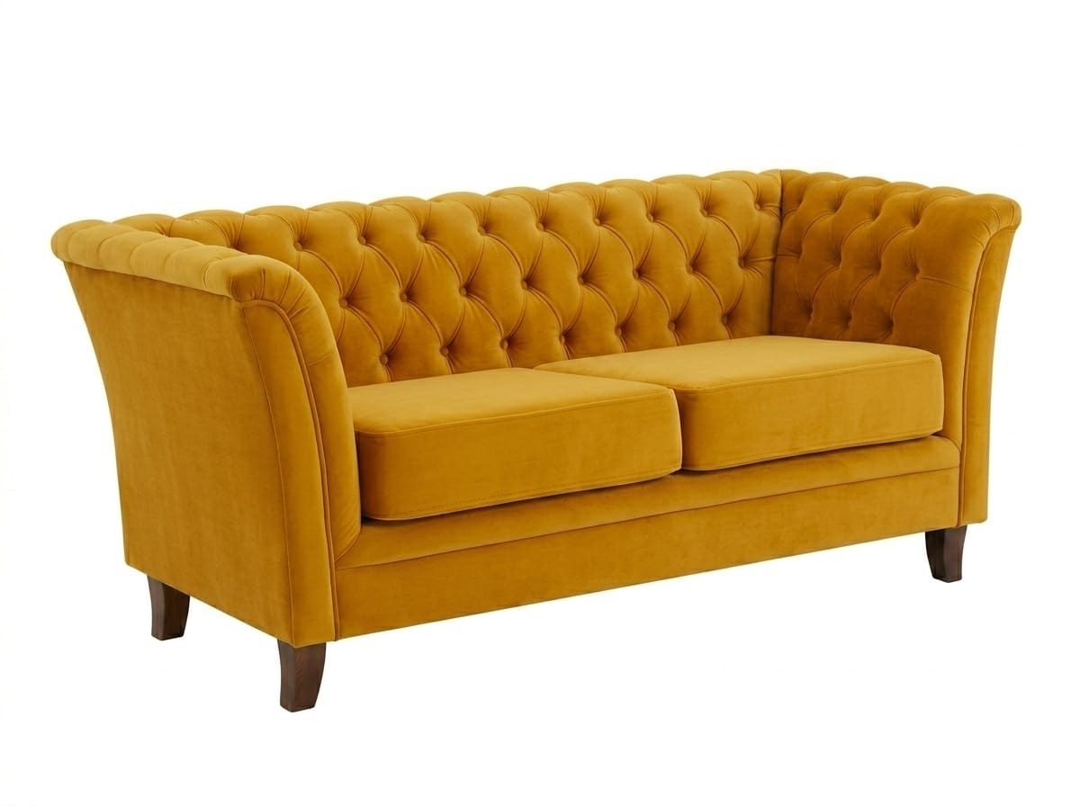 JVmoebel Chesterfield-Sofa Dunkelgelbes 2-Sitzer-Schlafsofa Ausziehsofa Polstermöbel Chesterfield, 1 Teile, Made in Europa