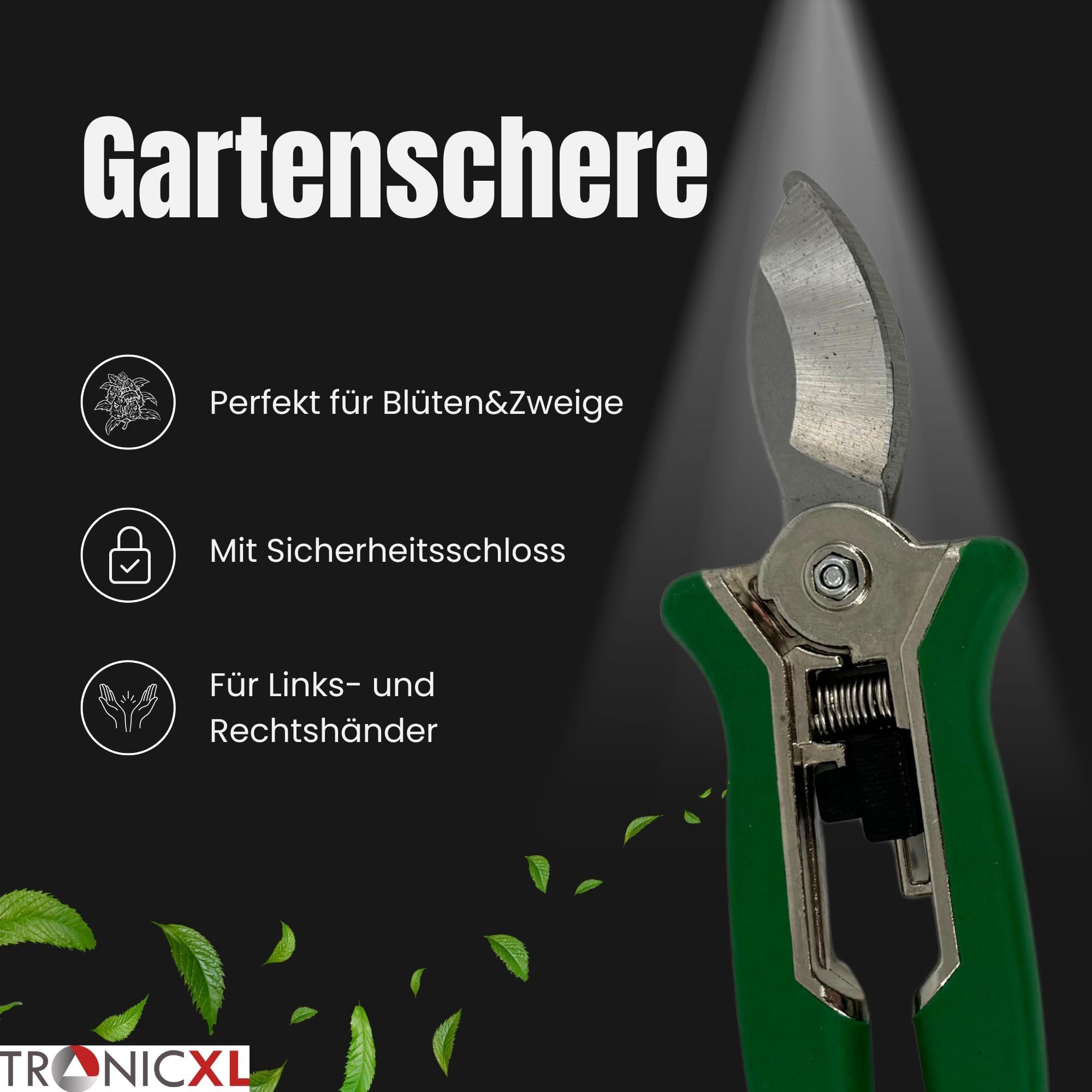 TronicXL Gartenschere 3 Stück Profi Gartenschere Ernteschere Schere gebogen gebogene Klinge, (3-tlg), Trimmen Trimmer Planzen Erntehelfer Knipser Leseschere Erntehelfer