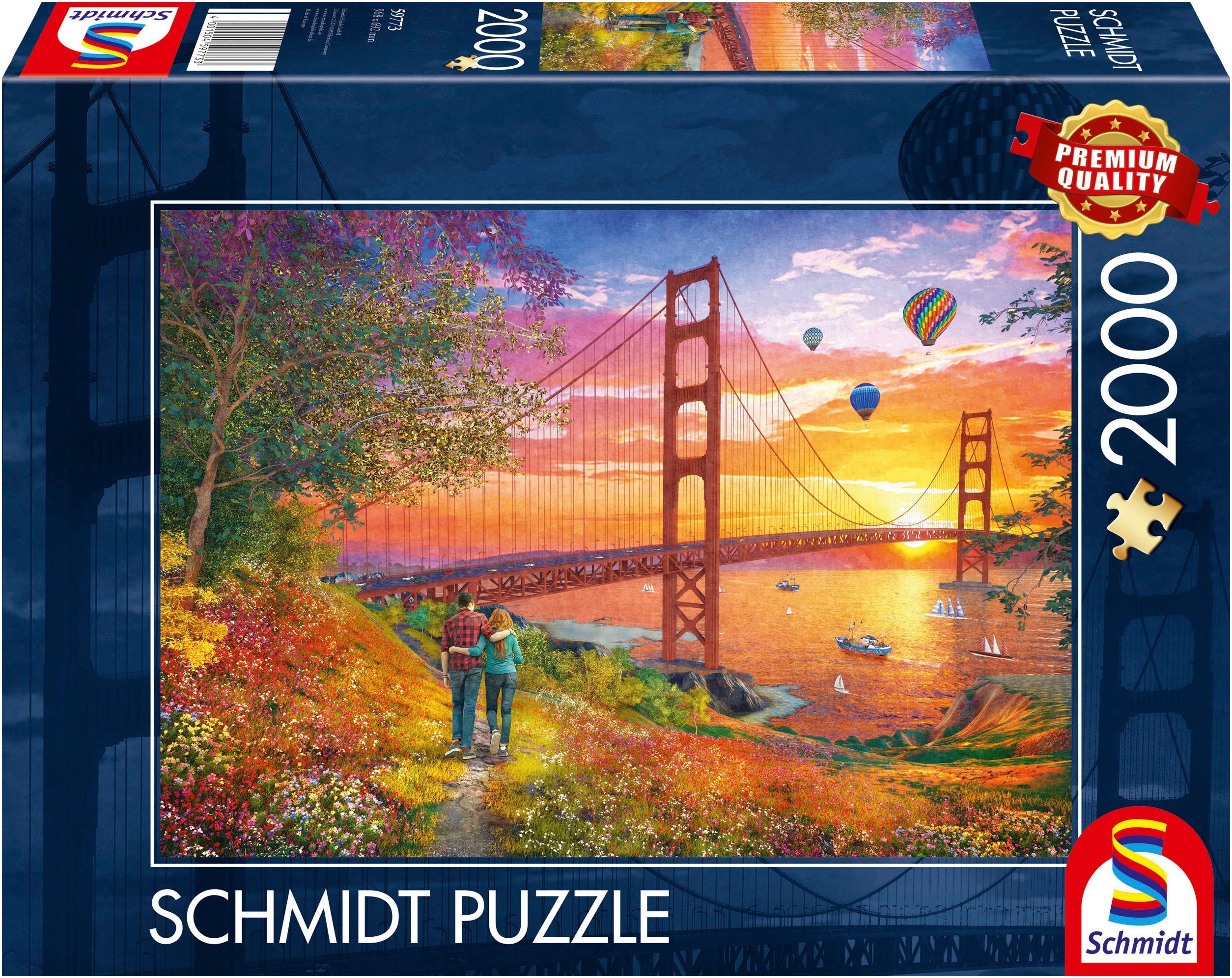 Schmidt Spiele Puzzle Spaziergang zur Golden Gate Bridge, 2000 Puzzleteile