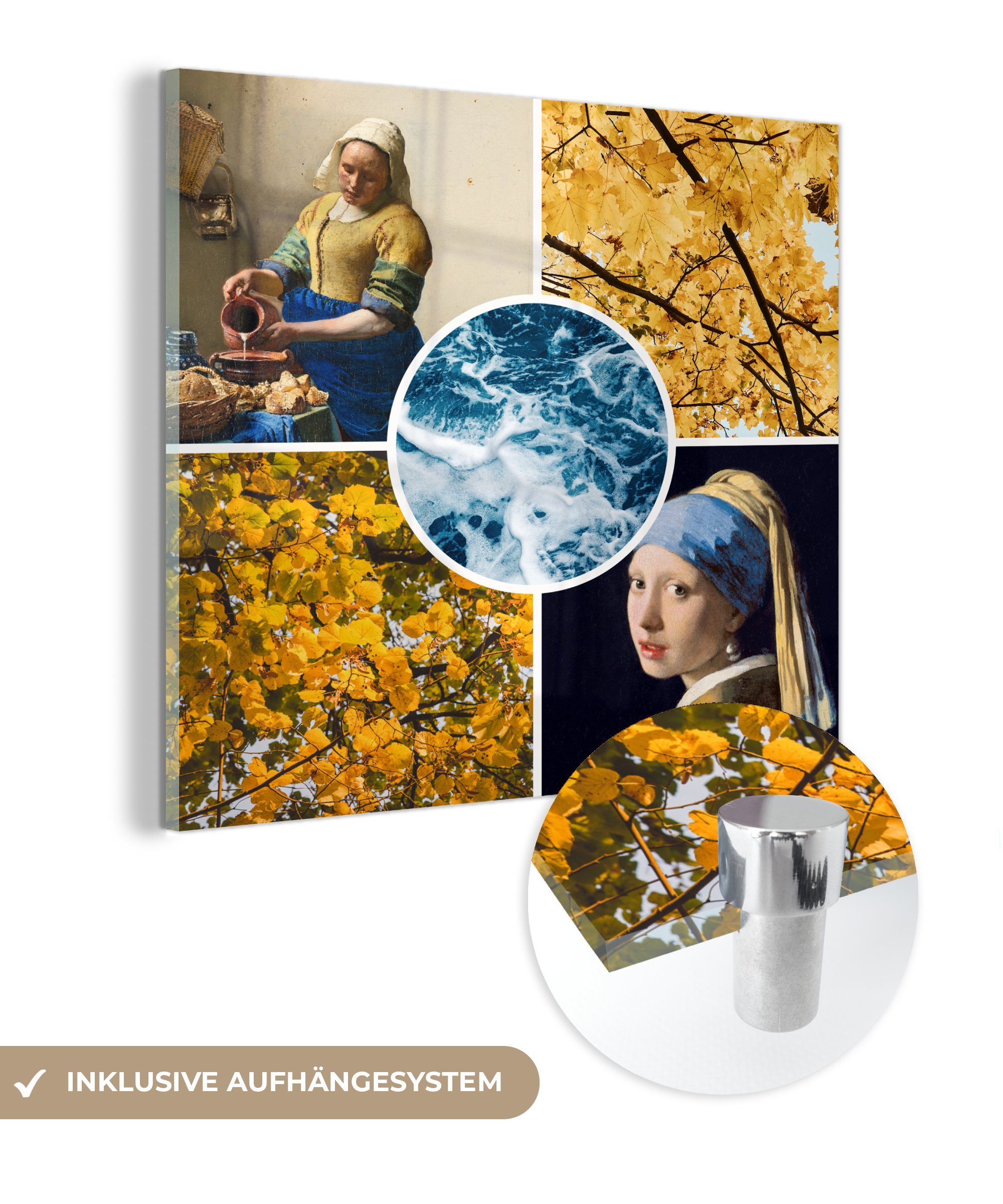 MuchoWow Acrylglasbild Vermeer - Collage Glasbilder Bilder (1 St), auf auf Foto Wanddekoration Wandbild - Glas Kunst, - - Glas 