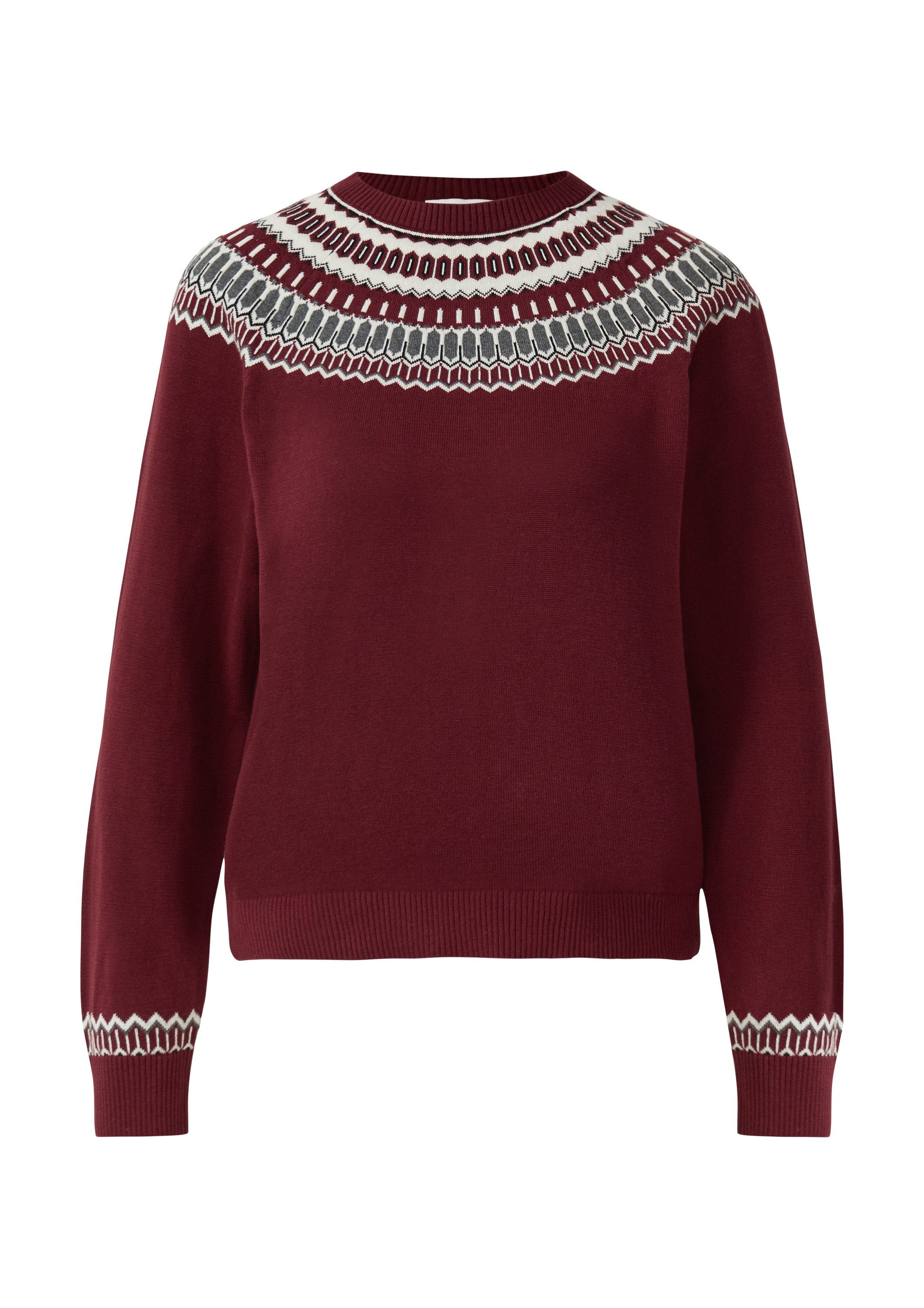 s.Oliver Longpullover Strickpullover Feinstrickpullover mit Norwegermuster günstig online kaufen