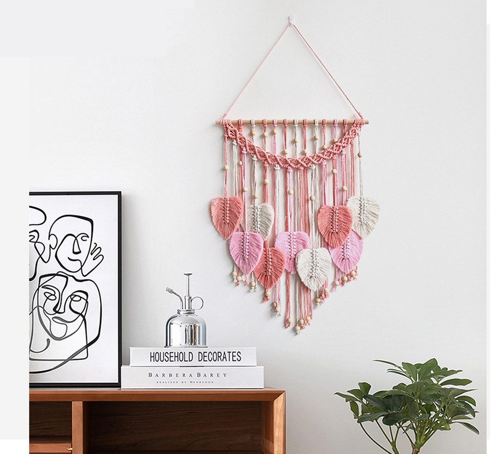Coonoor Hängedekoration Wandbehang Wandteppich, Blatt Makramee Wandbehang, Boho Raumdeko, Wohnzimmer Geschenk Dekoration Zimmer Wand Hochzeit