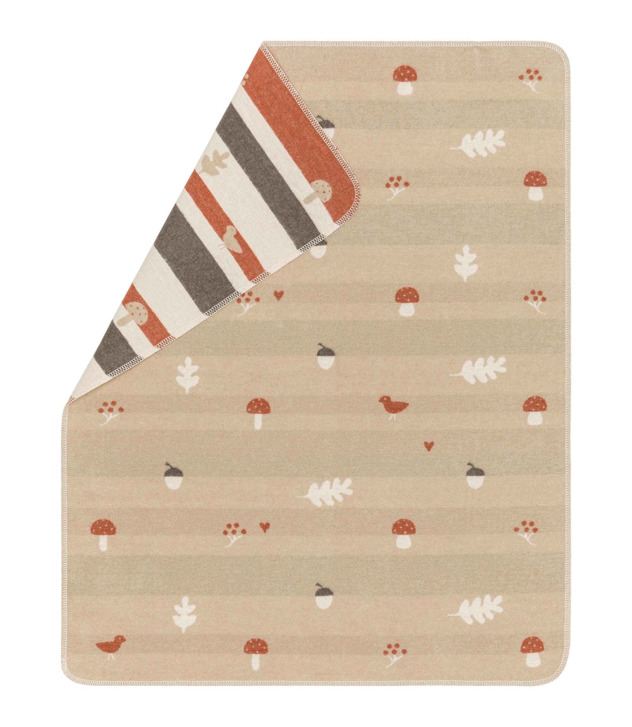 Babydecke Forest Friends 90x70cm natur 85% Baumwolle, 8% Viskose, 7% Polyacryl, DAVID FUSSENEGGER, für Babybett, Kinderwagen oder für unterwegs