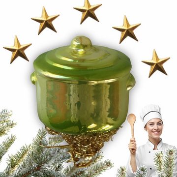 INGE-GLAS® Christbaumschmuck INGE-GLAS Weihnachts-Clip Koch-Topf grün (1-tlg)