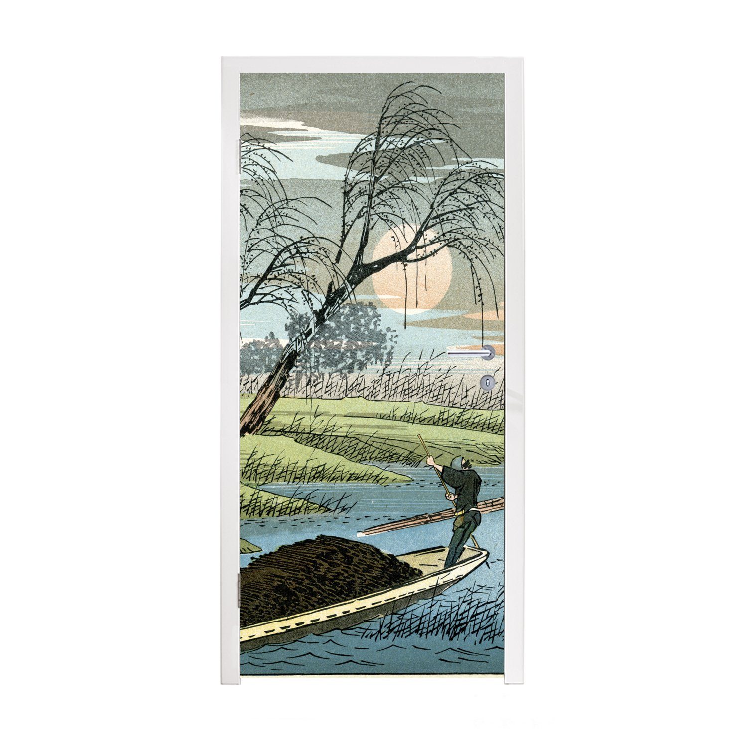 MuchoWow Türtapete Japanischer Farbholzschnitt, Matt, bedruckt, (1 St), Fototapete für Tür, Türaufkleber, 75x205 cm