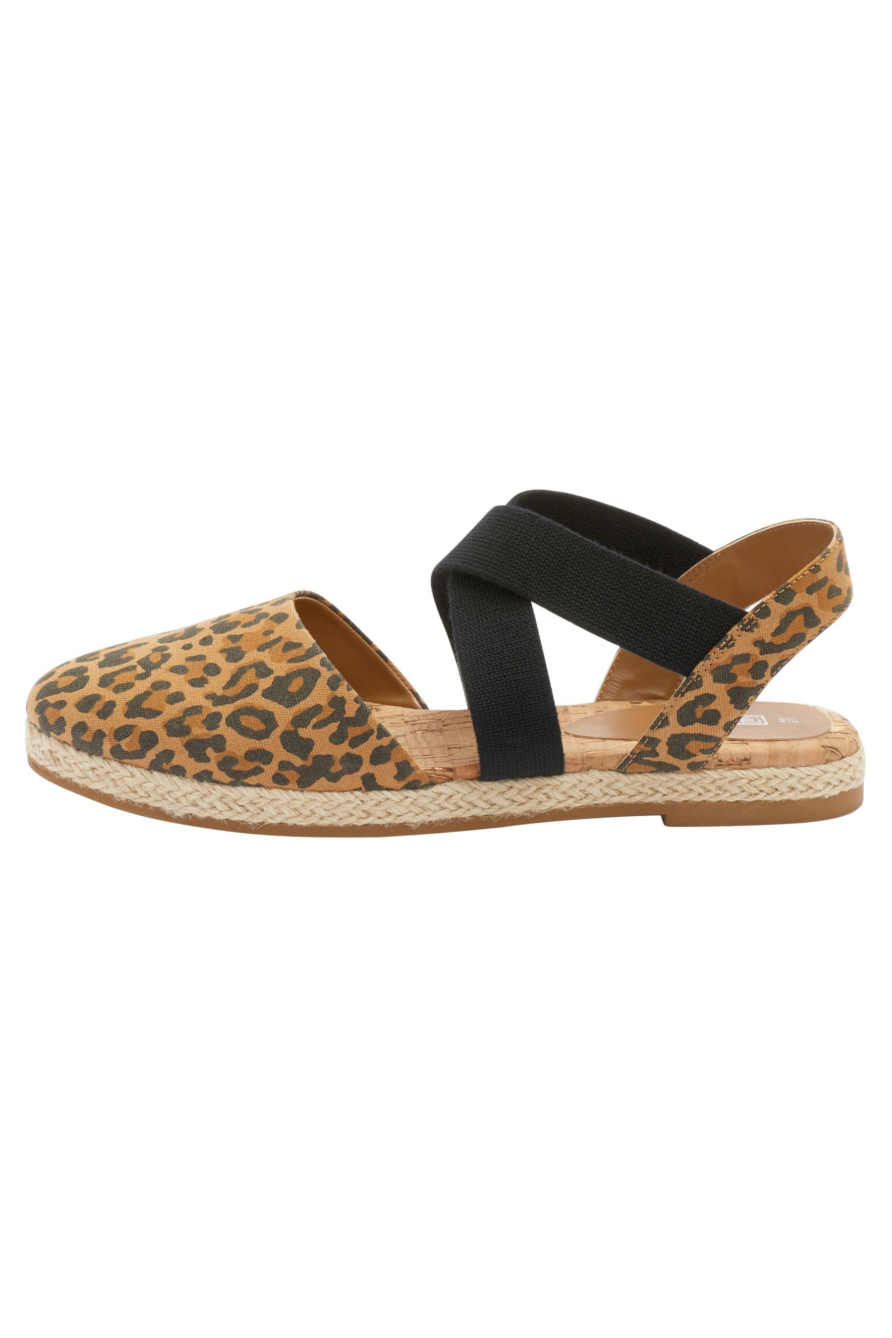 (1-tlg) gekreuzten Espadrilles Next Riemen Print Leopard Flache mit Espadrille