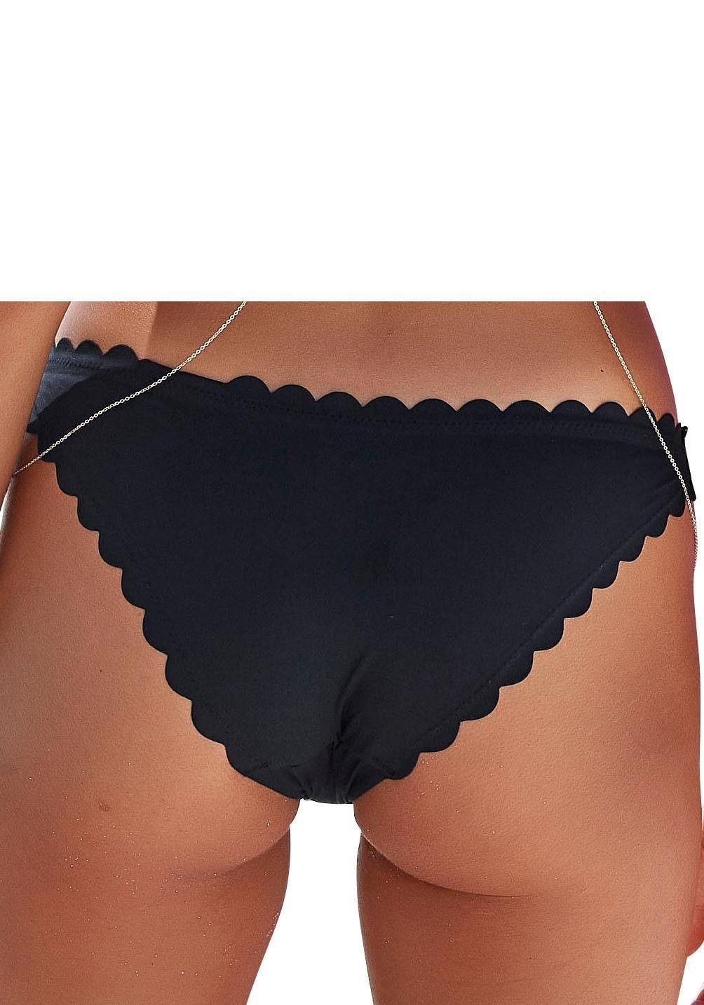 LASCANA Bikini-Hose Scallop knapper Brasilien-Form in schwarz