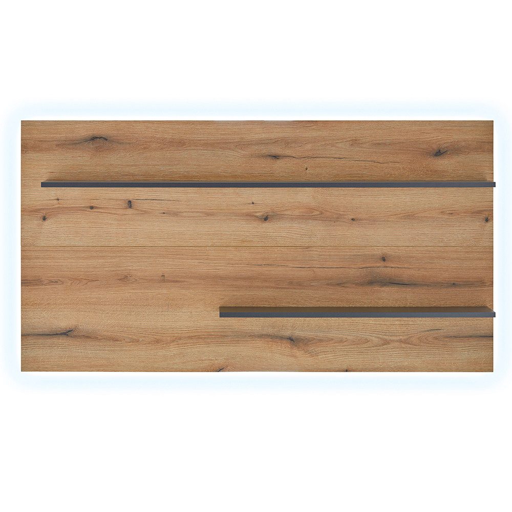 Lomadox Wandregal CRISP-61, 150 cm, Eiche Nb. mit anthrazit, 2 Ablageböden für Deko oder Bücher
