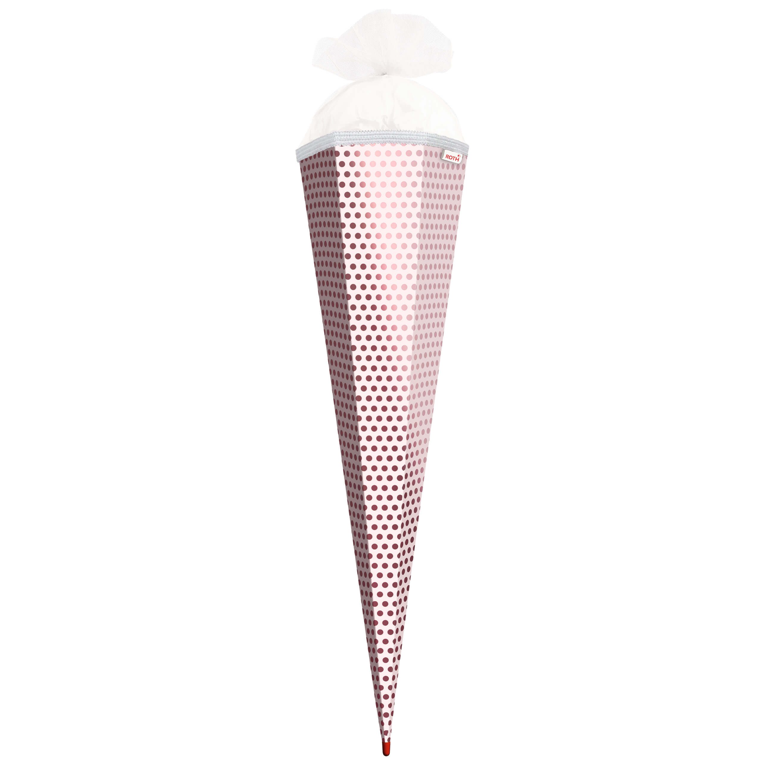 Roth Schultüte Roth Basteltüte Rosa - Punkte, 85cm, eckig, Tüllverschluss, Folie, Verschluss Tüll