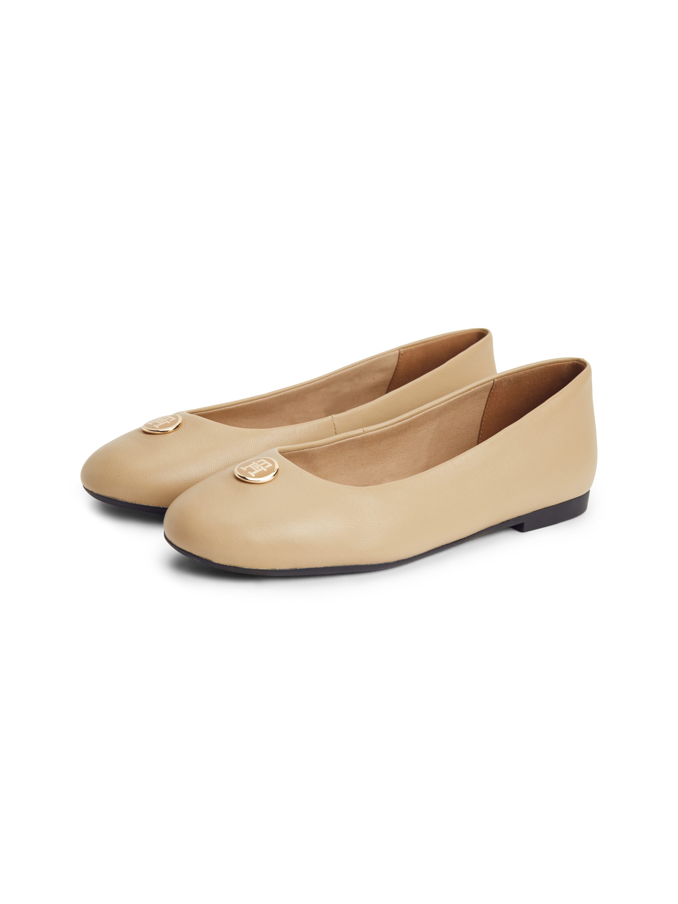 Tommy Hilfiger TH PLATE LEATHER BALLERINA Ballerina Schlupfschuh, Businessschuh mit edlem Schmuckelement - schmale Form