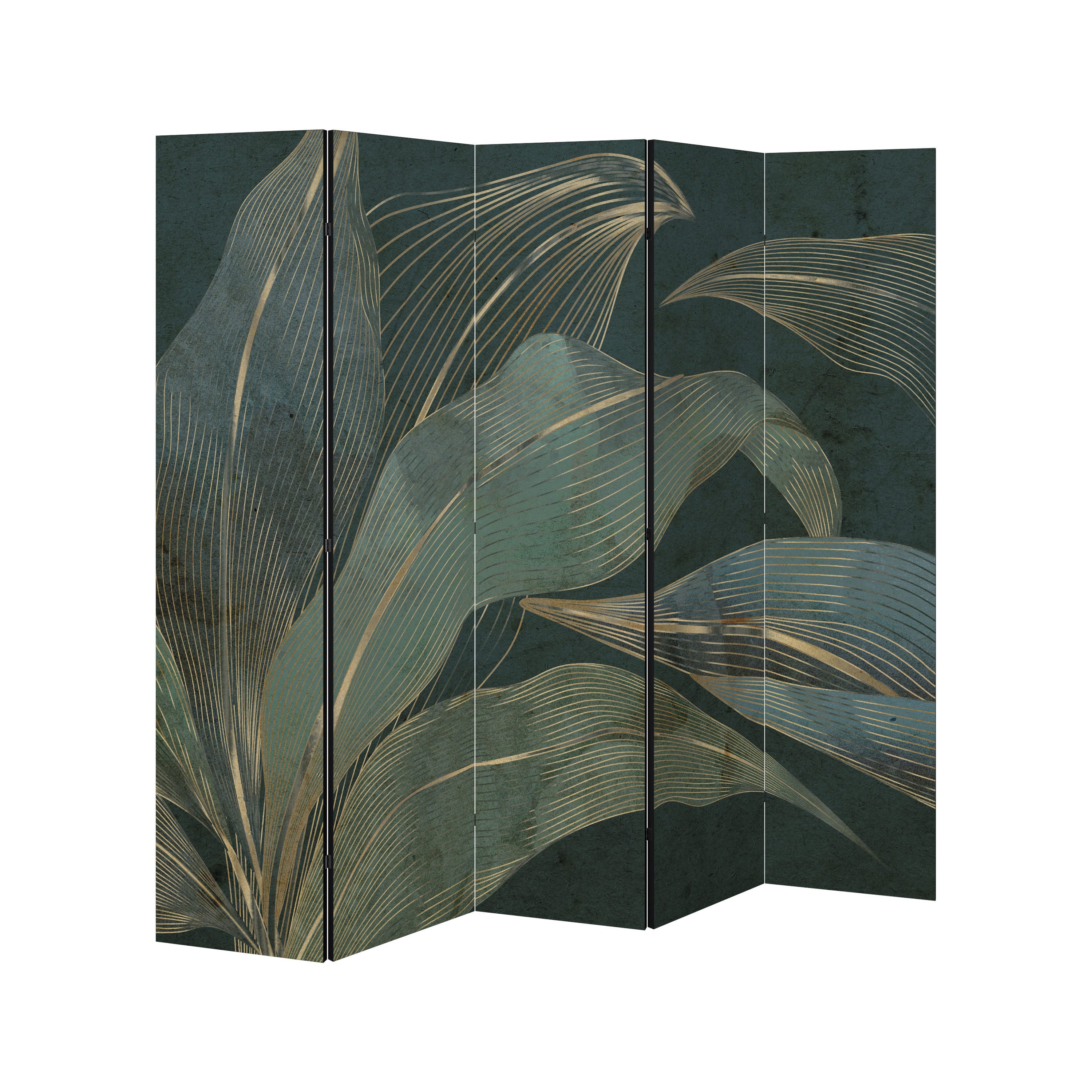 SPACEREBELS Paravent ROYAL GREEN (5 St), Raumteiler mit 5 Paneelen, einseitig bedruckt, 190 x 168 cm