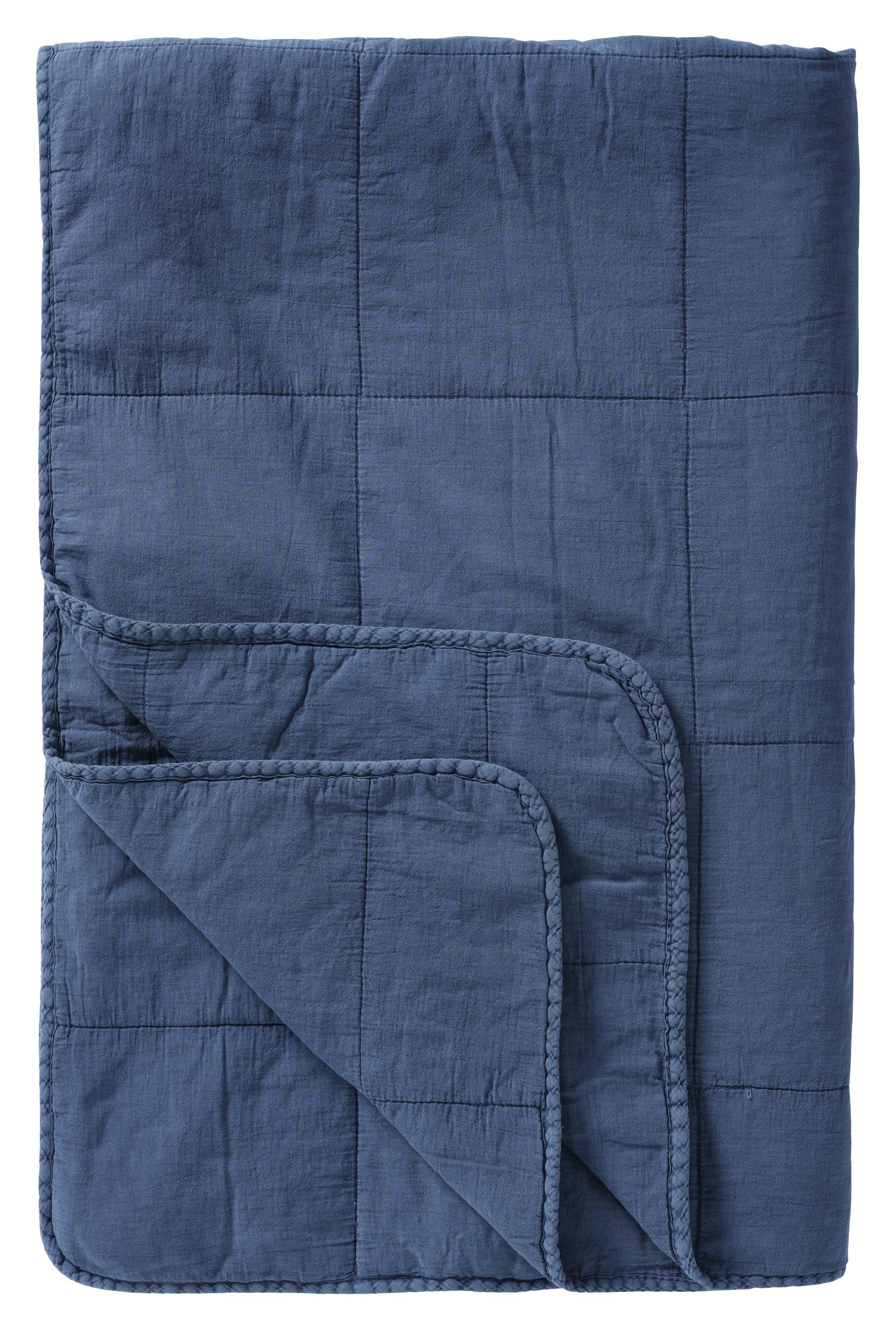 Ib Laursen Tagesdecke Decke Quilt Tagesdecke Überwurf Wohndecke Indigo Blau 180x130cm