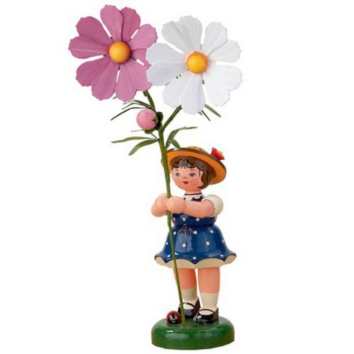 Hubrig Volkskunst Zschorlau Erzgebirge Sammelfigur Blumenmädchen mit Cosmea