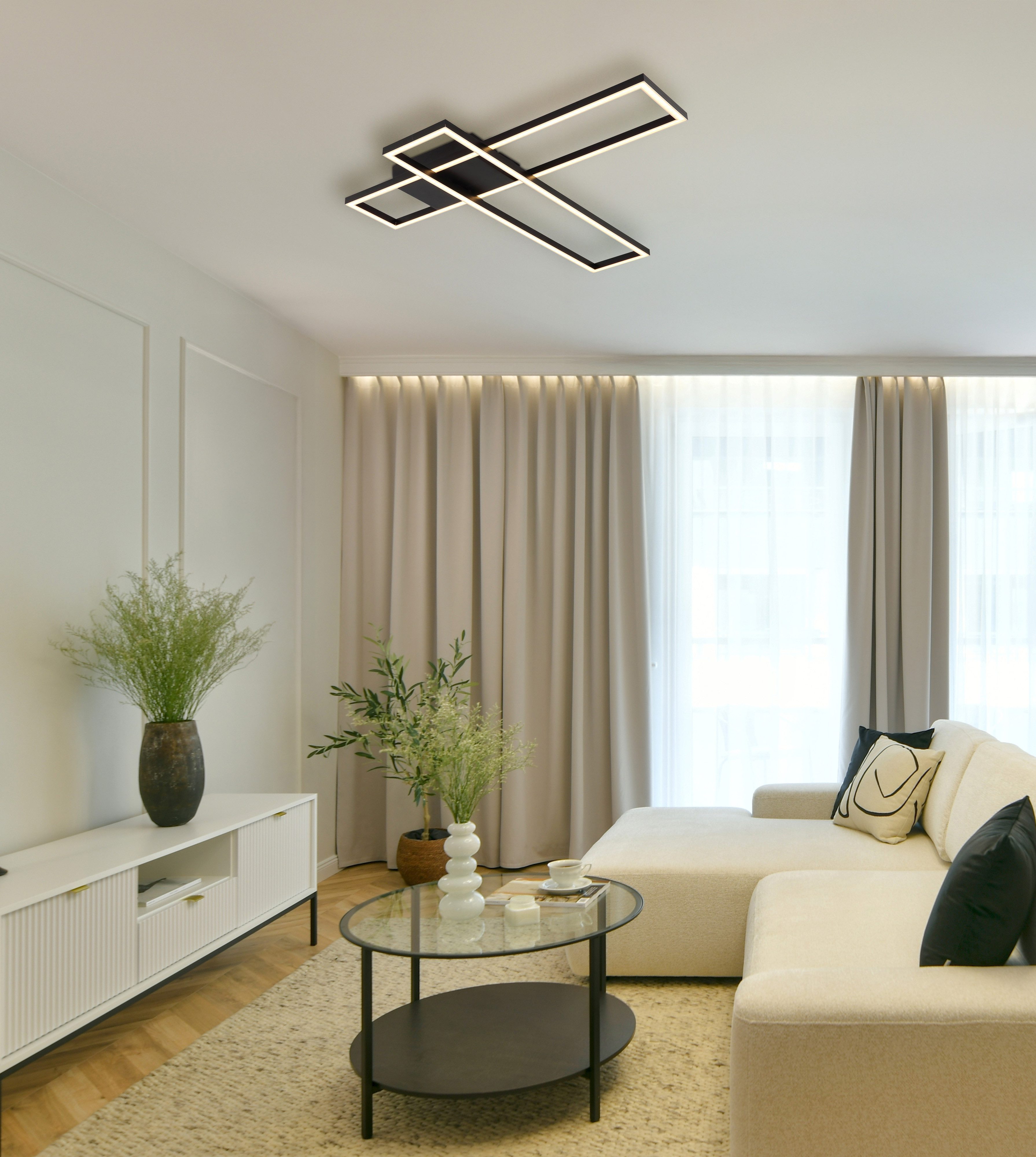 GLOBO LIGHTING Deckenleuchte TATJANA, LED fest integriert, Warmweiß, Deckenlampe Wohnzimmer-Leuchte Schlafzimmer-Leuchte Flur Küche