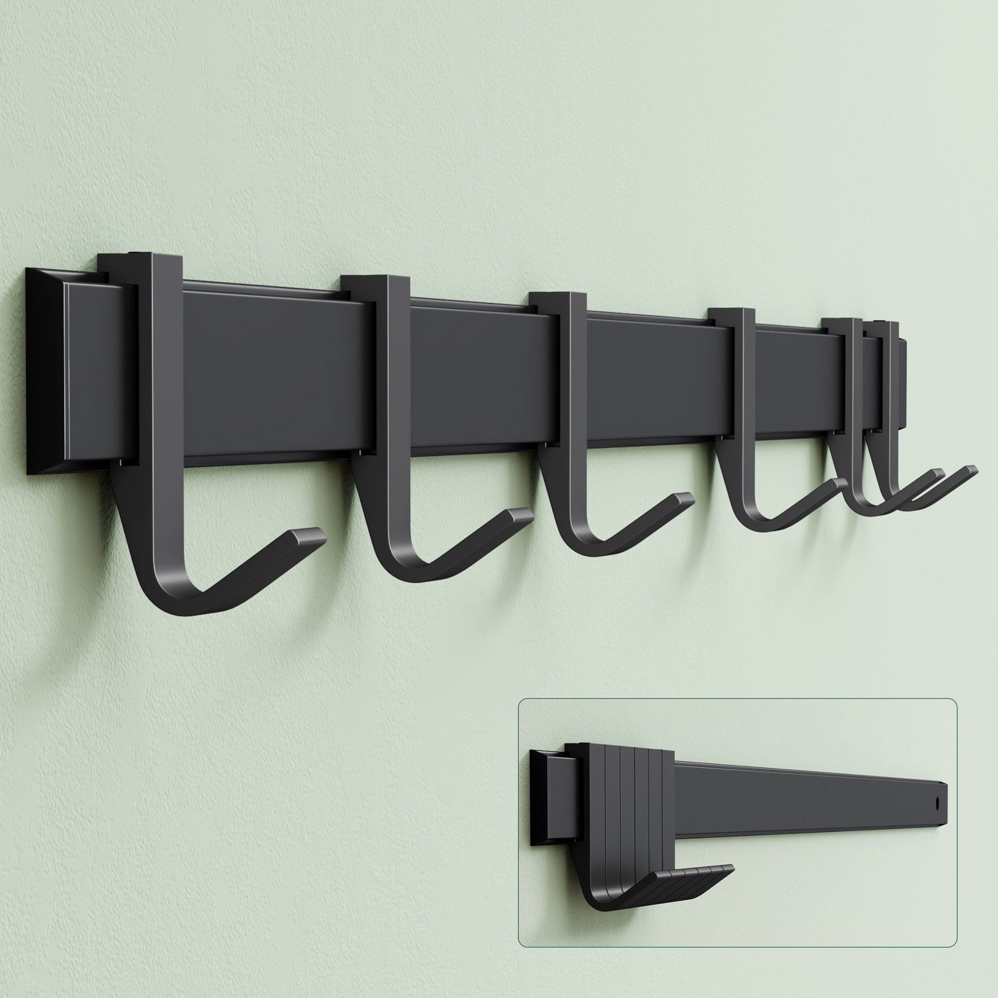 Mai & Mai Wandgarderobe Kleiderhaken Garderobenleiste aus Aluminium mit 4/6/8 Haken Stalo-12, Flexibel entlang der Schiene verschieben, individuell positionieren. von Mai & Mai