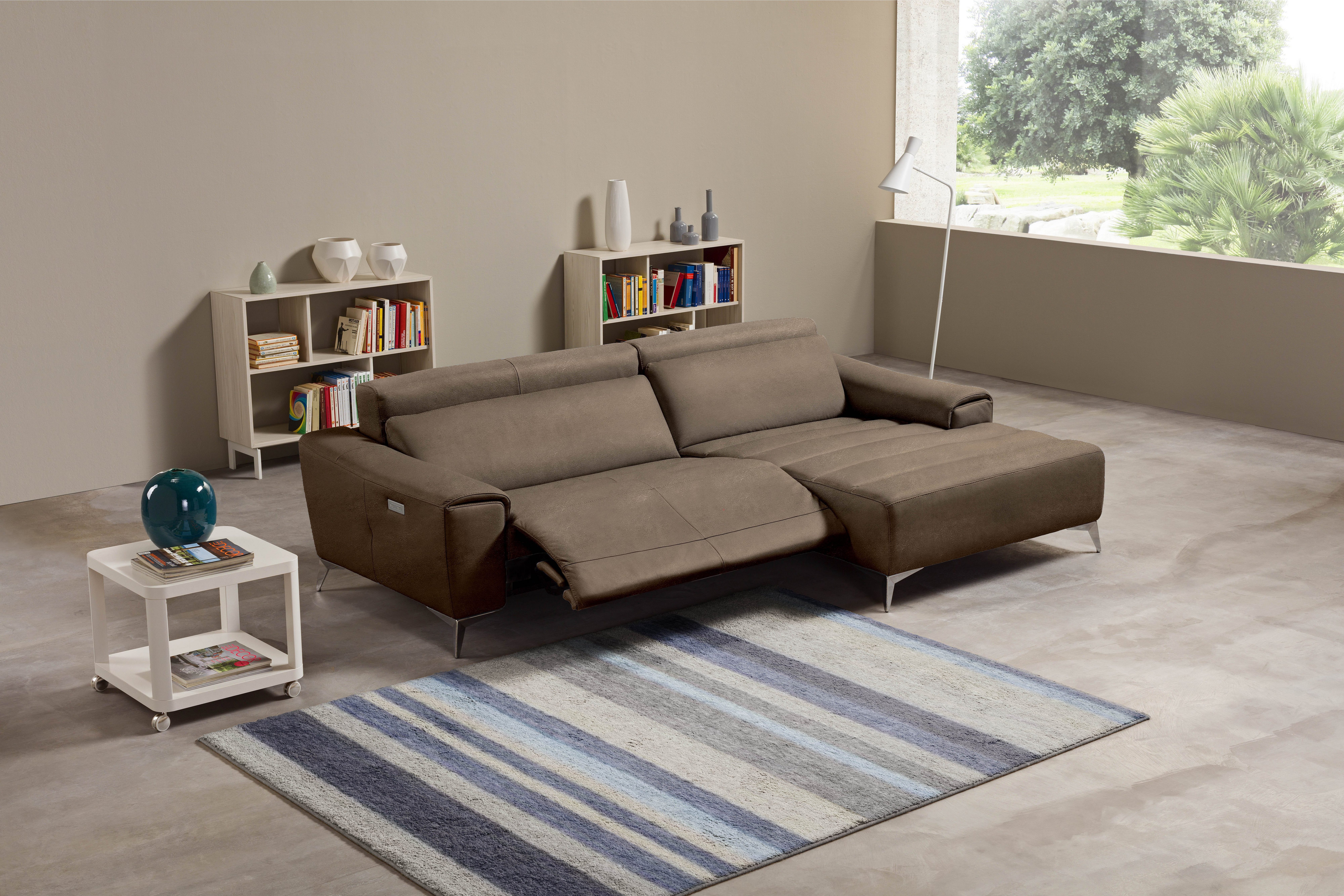 Egoitaliano Ecksofa Suzette, Designsofa mit hohem Sitzkomfort, mit Recamiere, inkl. 1 elektronischen Relaxfunktion, L-Form