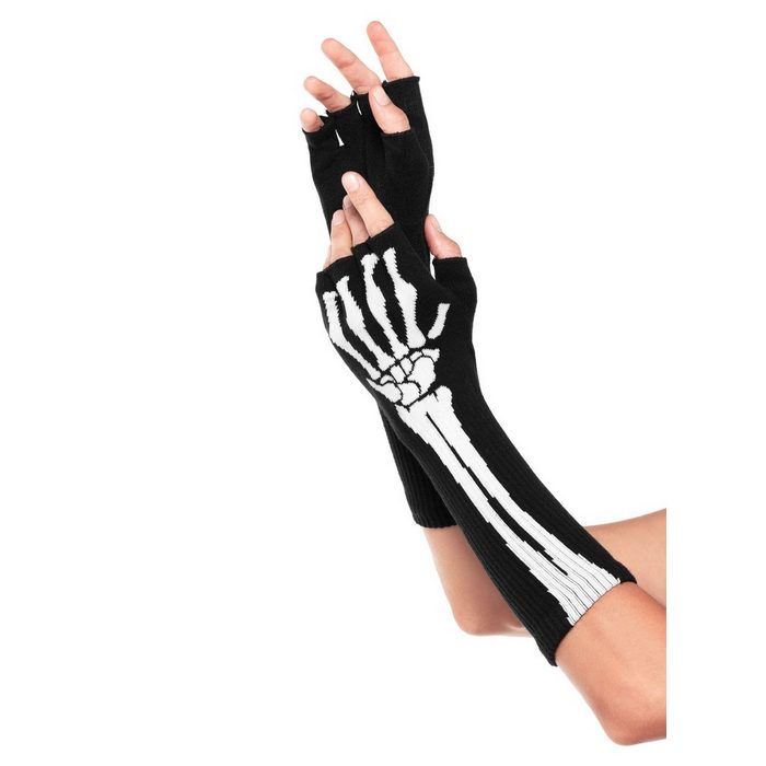 Leg Avenue Kostüm Fingerlose Skeletthandschuhe