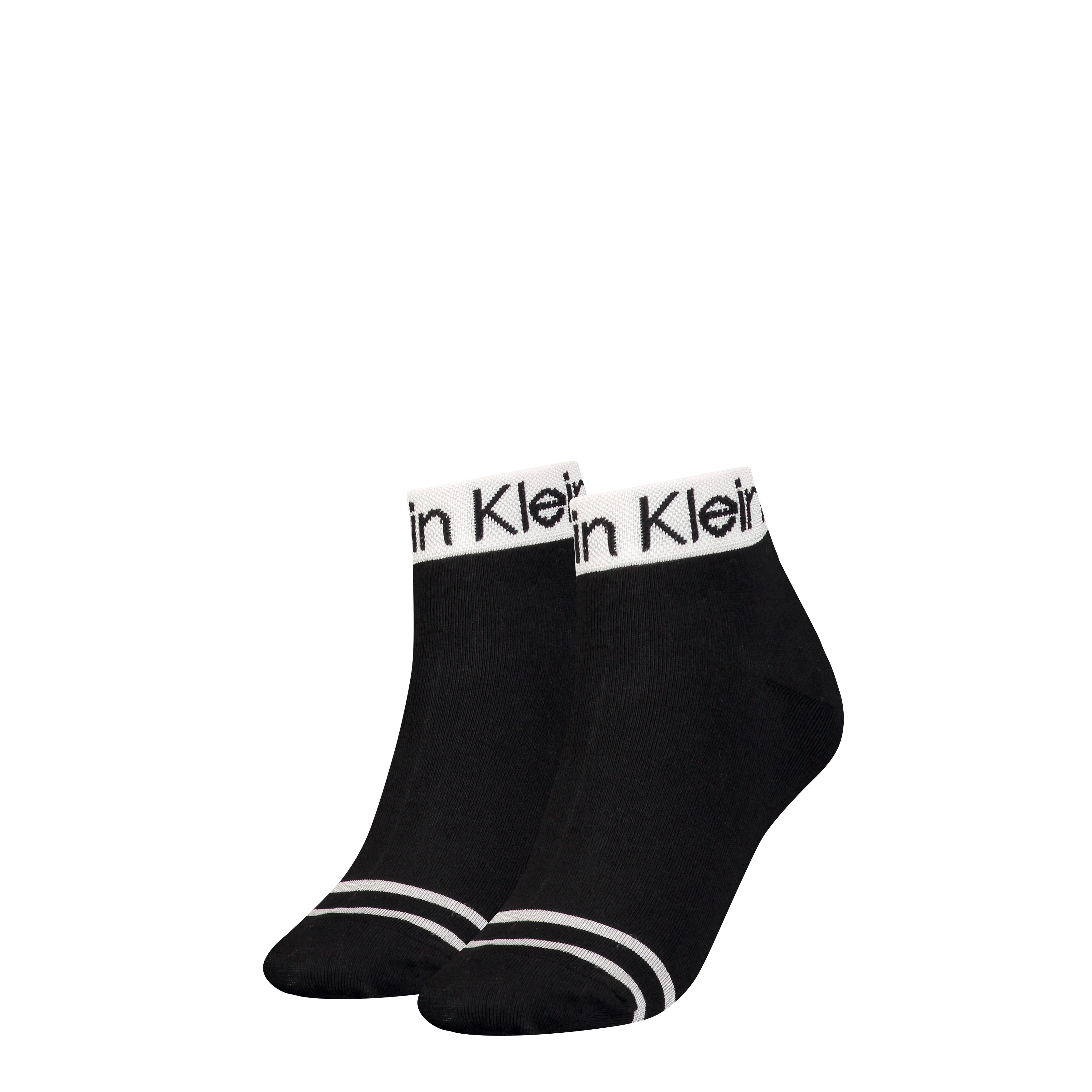Calvin Klein Jeans Kurzsocken CK WOMEN QUARTER 2P LOGO WELT (2 Paar) Coolmax-Garn, Einheitsgröße passend von 37-41