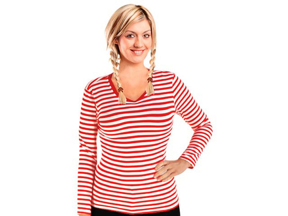 T-Shirt Bock op Kölle Ringelshirt Langarm tailiert V-Neck 95% Baumwolle