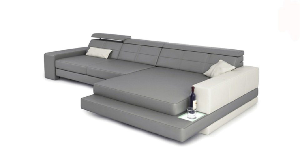 Couch Sofa Grau JVmoebel Polster Designer Ecksofa, Hocker mit Ecksofa Garnitur