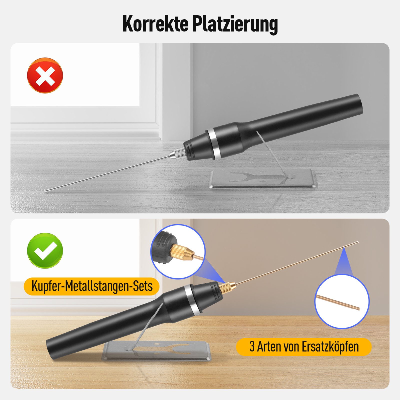 i@home Heißdrahtschneider 3-in-1-Schaumstoffschneider mit Kontrollleuchte, 7-tlg., Elektrischer Schneidestift für Styropor & Schaumstoff – Bild 4 von 5