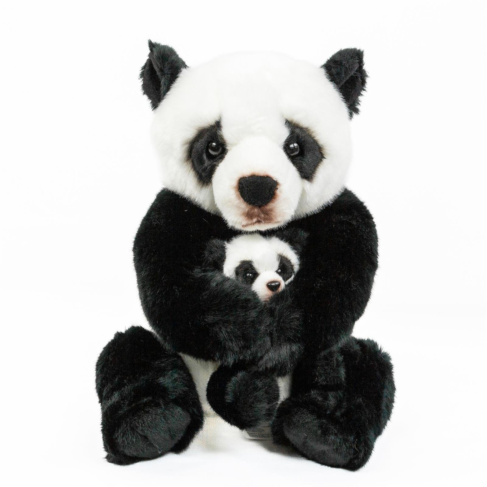 Teddys Rothenburg Kuscheltier Panda mit Baby 27 cm sitzend Stoffpanda Plüschtier (Stofftier, Plüschpanda, Babypanda)