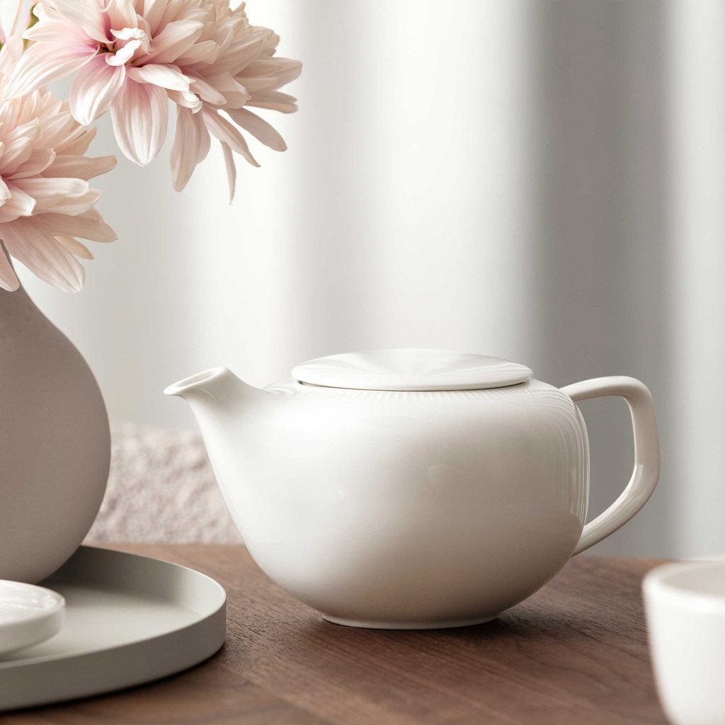 Villeroy & Boch Teekanne Afina Teekanne mit Deckel/Filter, (1-St), Premium Porcelain, spülmaschinenfest, Made in Germany