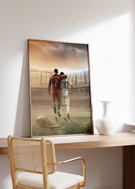 JUSTGOODMOOD Poster Premium ® Ronaldo & Messi Freunde Fußball Poster · ohne Rahmen