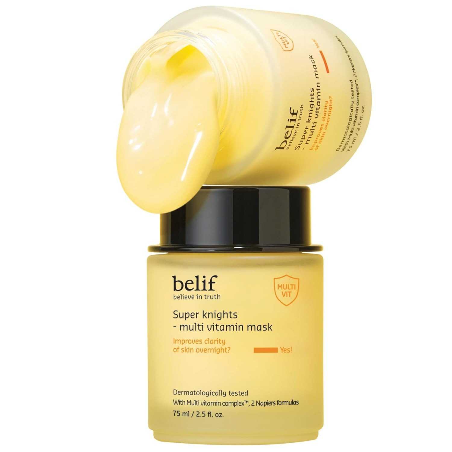 Belif Tagescreme Super Knights Multi Vitamin Sleeping Mask 75 ml Feuchtigkeitsspendende Nachtpflege mit Vitamin-Komplex für ein glattes Hautgefühl, Mit Niacinamid, Tocopherol & Panthenol – Cremige Textur & Zitrusduft