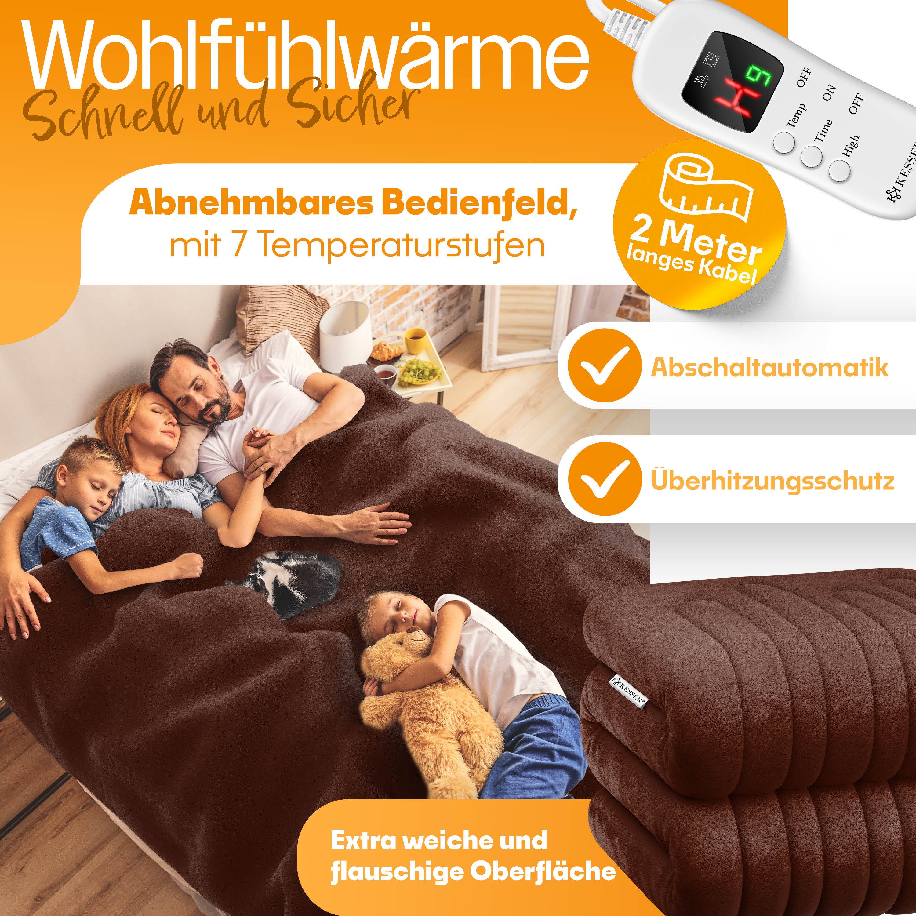 KESSER Heizdecke, aus Plüsch Kuscheldecke, GS geprüft elektrische Wärmedecke waschbar