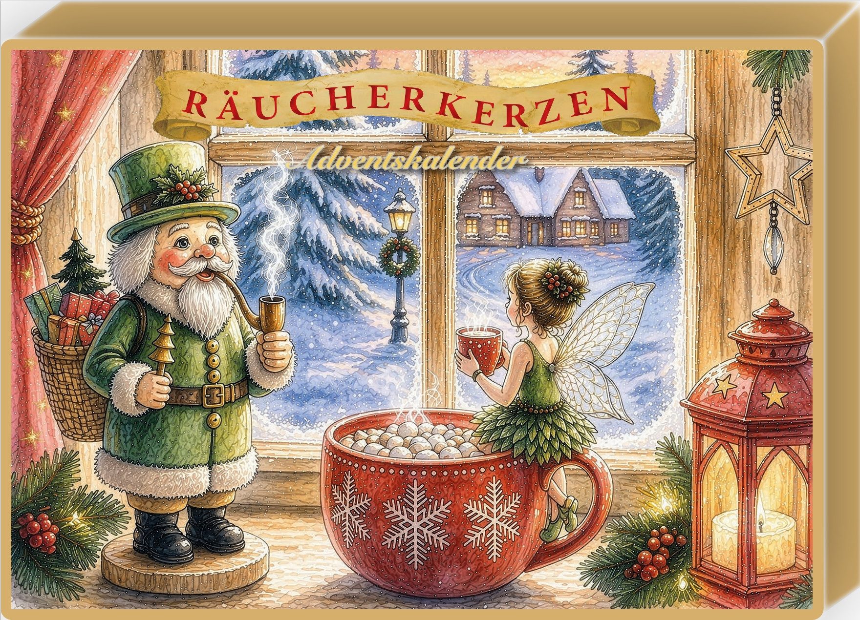 Olewinski & Tochter Adventskalender Räucherkerzen-Adventskalender, Motiv: Winterzauber (24-tlg), Original Crottendorfer Räucherkerzen