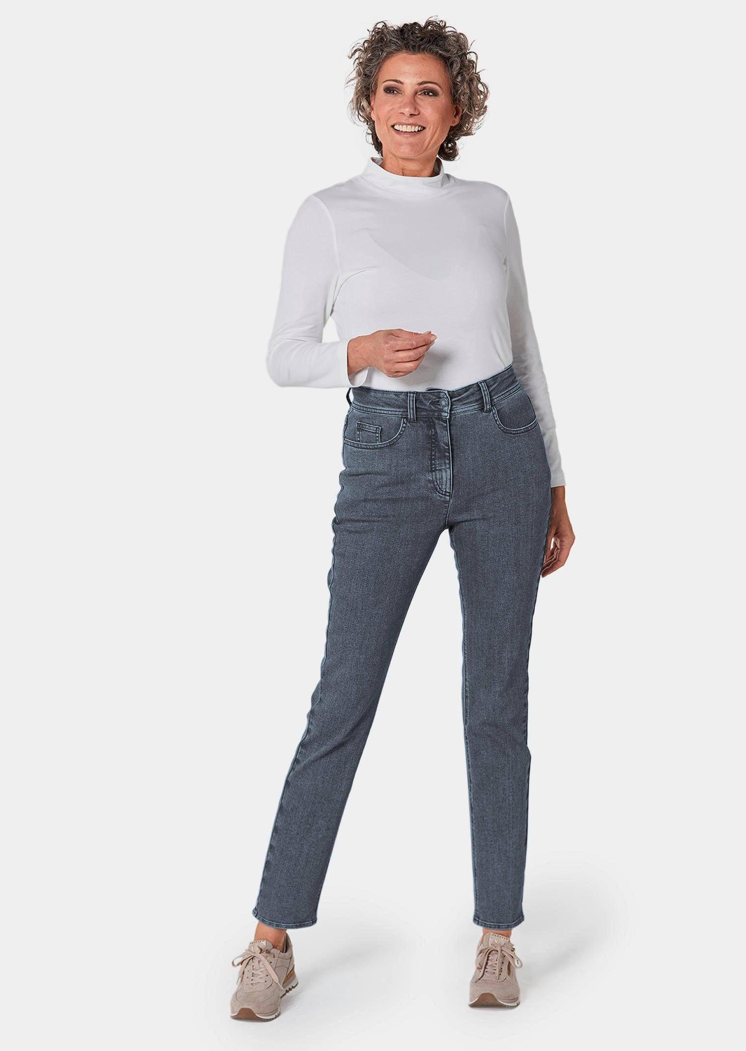 Hose Kurzgröße: grau Superbequeme Bauchweg-Effekt GOLDNER Jeans mit Bequeme