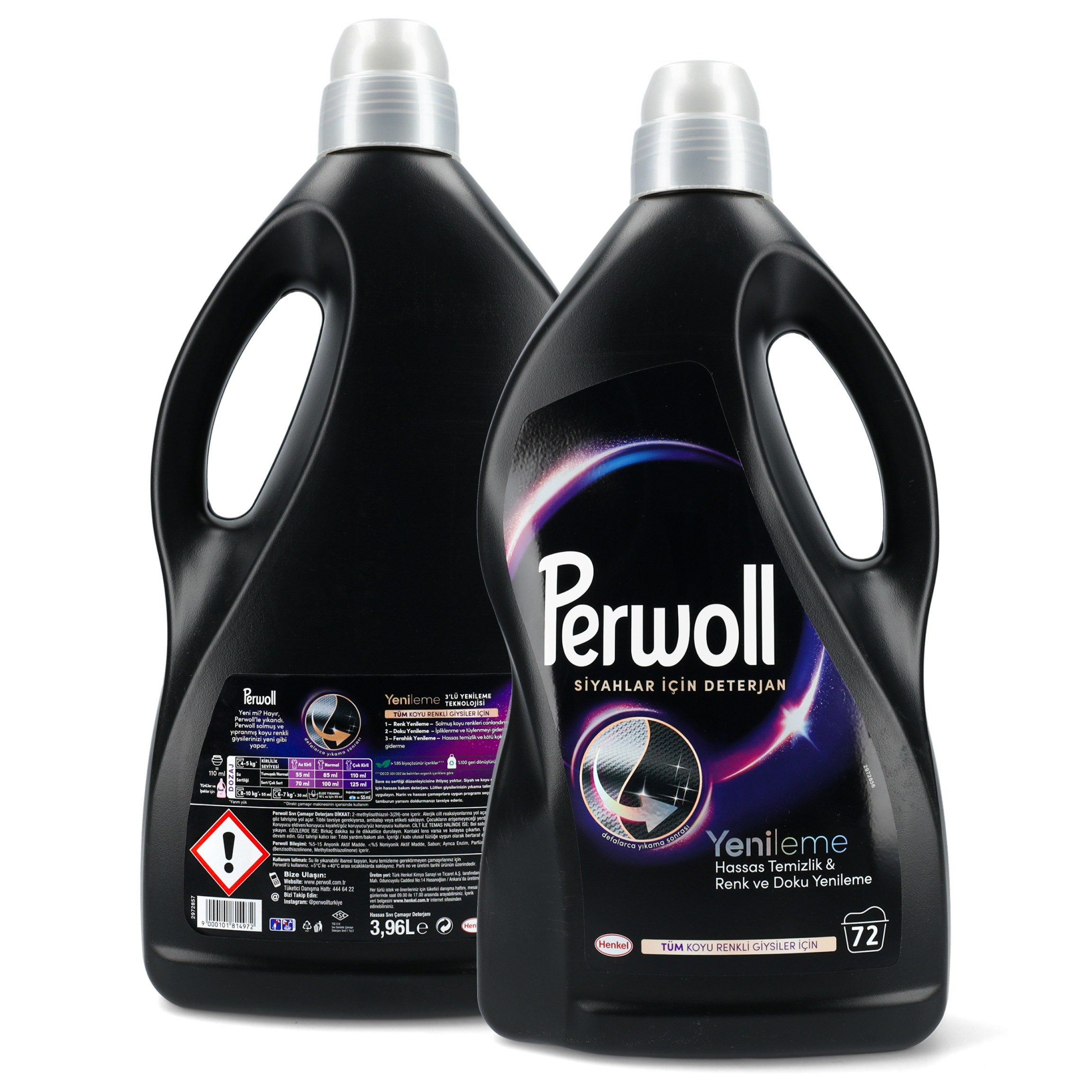 KomfortHome Perwoll Renew 3,96L Black Color Farbschutz Flüssigwaschmittel XXL Spezialwaschmittel (Colorwaschmittel Farbauffrischung Schonend Pflege Farberhalt XXL, [- 1 Flasche 3,96 L)