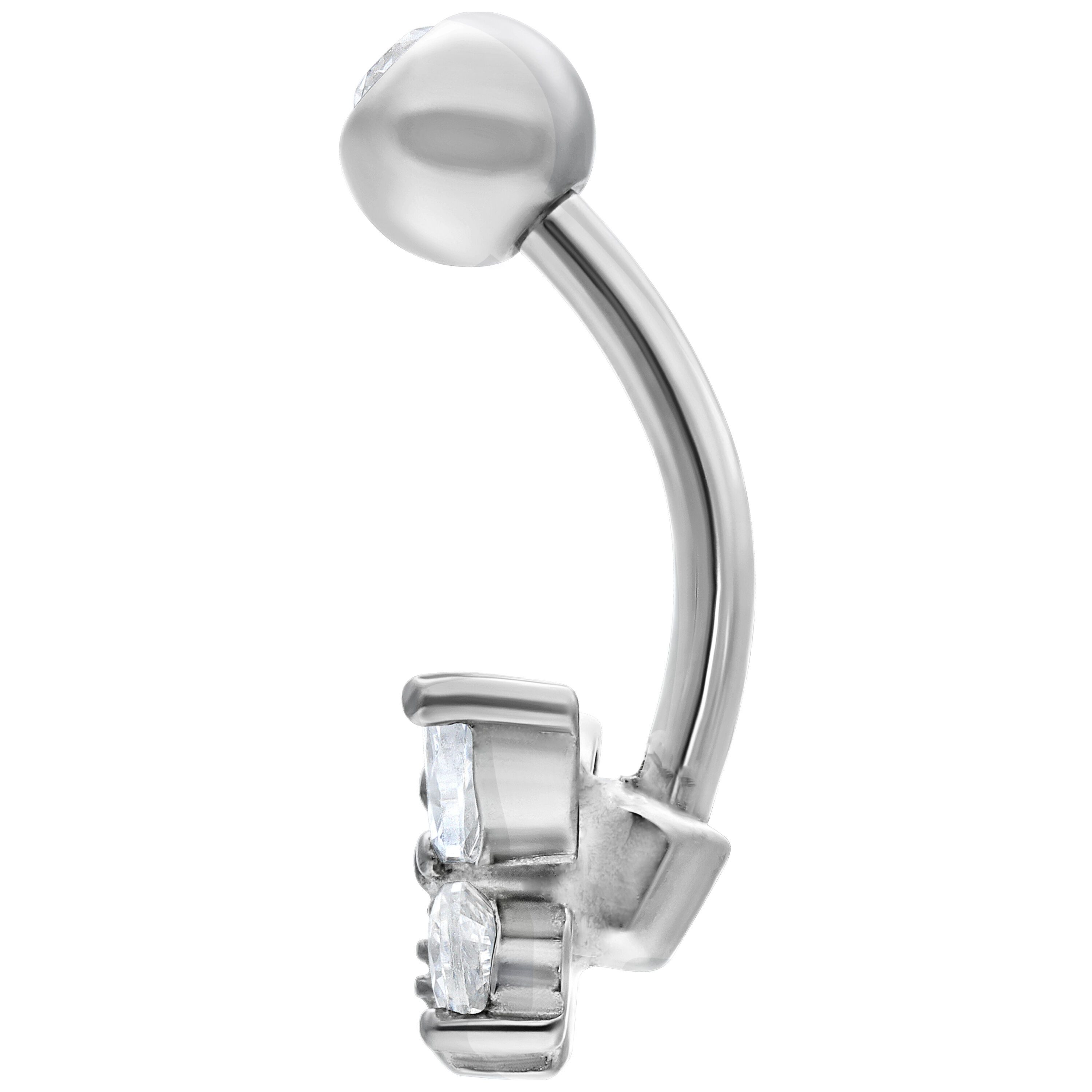 Wildcat Bauchnabelpiercing Multi Jewelled Bee Bananabell für Bauchnabel, 1 Stück, Chirurgenstahl 316L - wasserfest, hautverträglich, Silber-Kristallklar