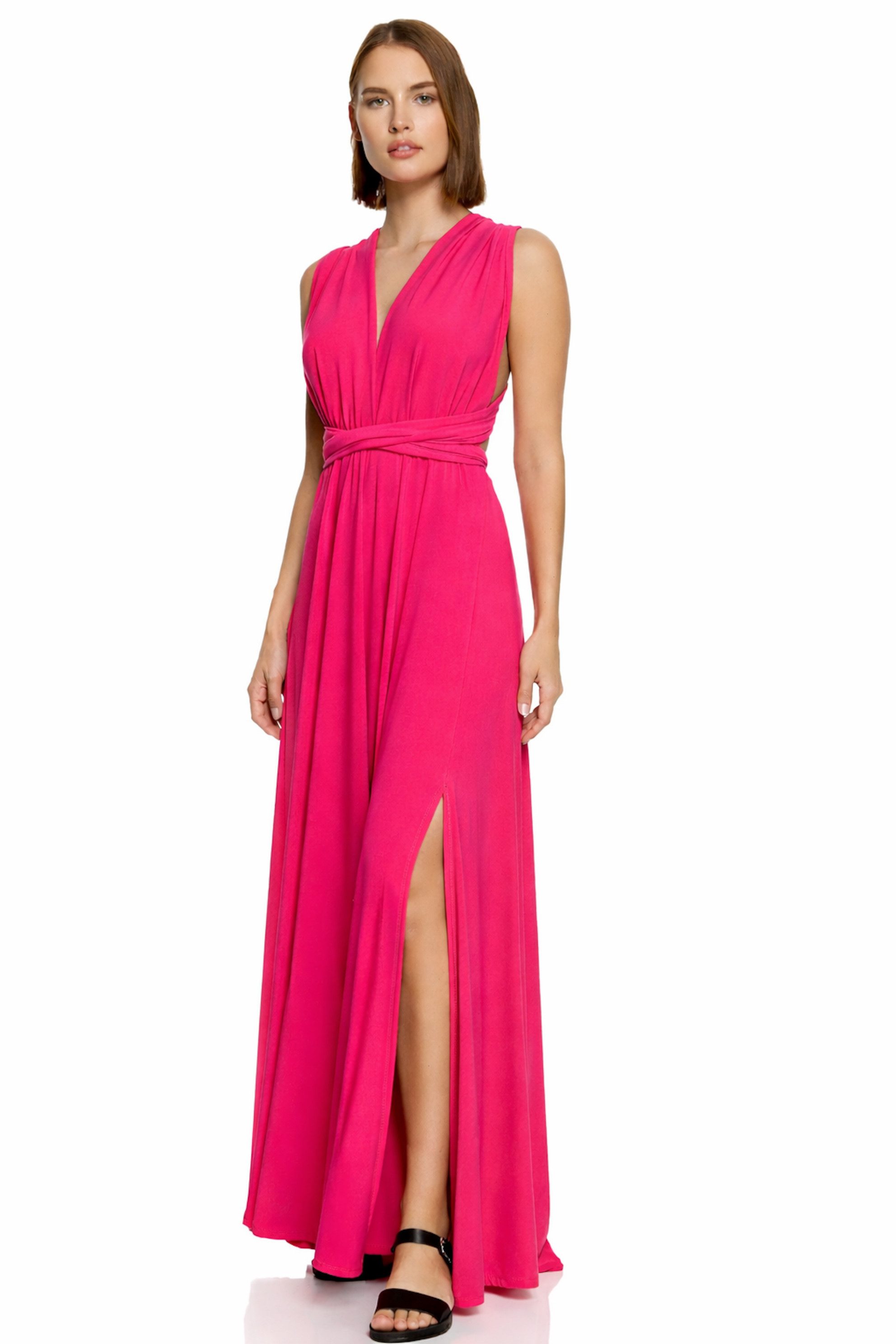 Worldclassca Abendkleid Worldclassca Abendkleid Partykleid Lang mit Schlitz Sommerkleid Maxikleid Cocktailkleid Wickelkleid Elegant Schulterfrei Ärmellos