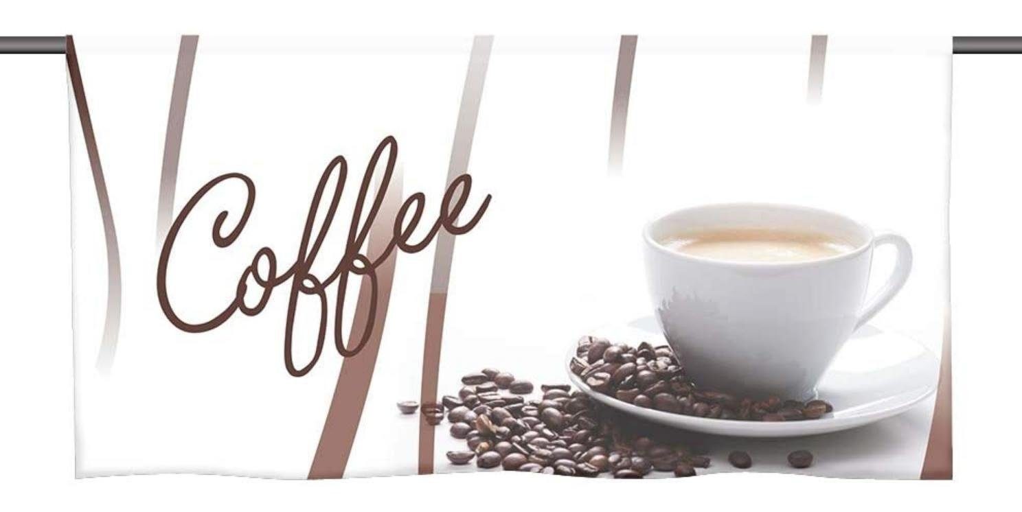 1 Tolle Coffee für Cafehausgardine Scheibenstab, Saum Gardine, Scheibengardine gardinen-for-life, Ohne Beschwerung - -