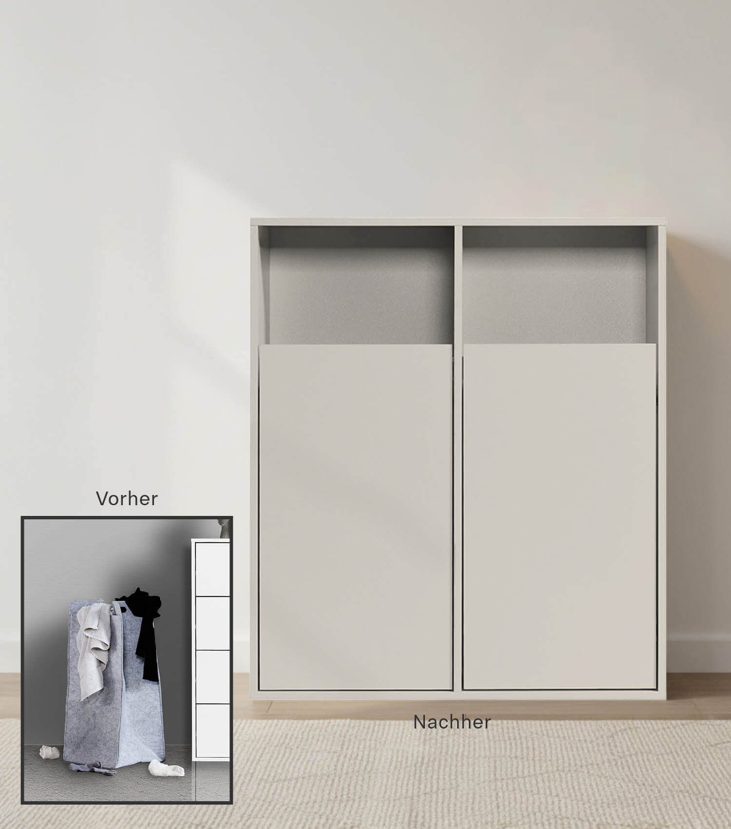 mokebo Wäscheschrank Der Wäschehüter (2-türig) Wäschekorb oder Wäschesammle günstig online kaufen