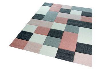 Teppich Moderner Teppich Wohnzimmerteppich Kurzflor Karo pastell rosa creme grau, Carpetia, rechteckig, Höhe: 13 mm